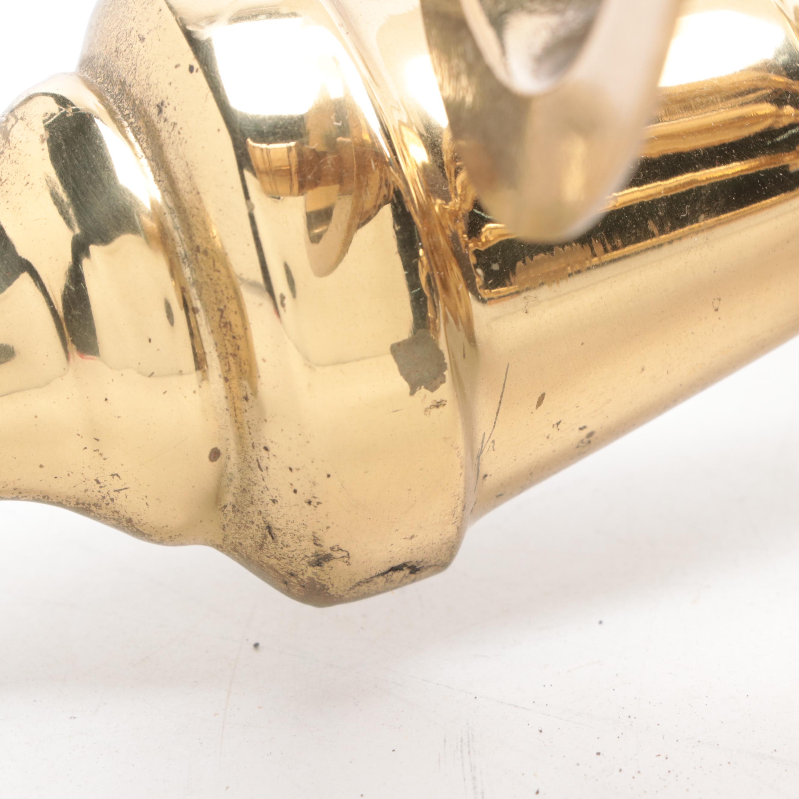 Pair of Dutch Baroque Style Double-Arm Brass Finish Candle Sconces