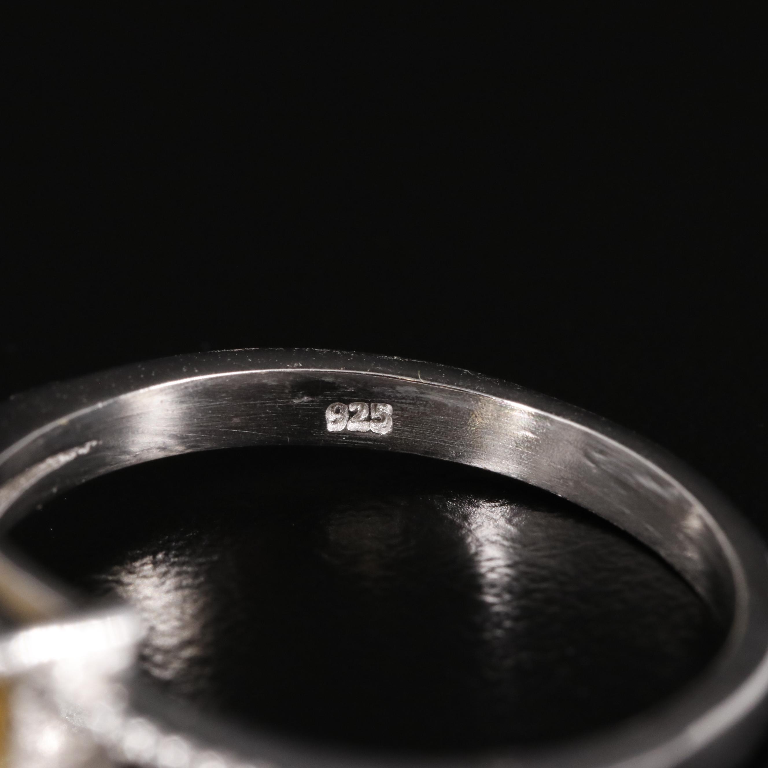 Sterling Citrine Ring with Diamond Accents