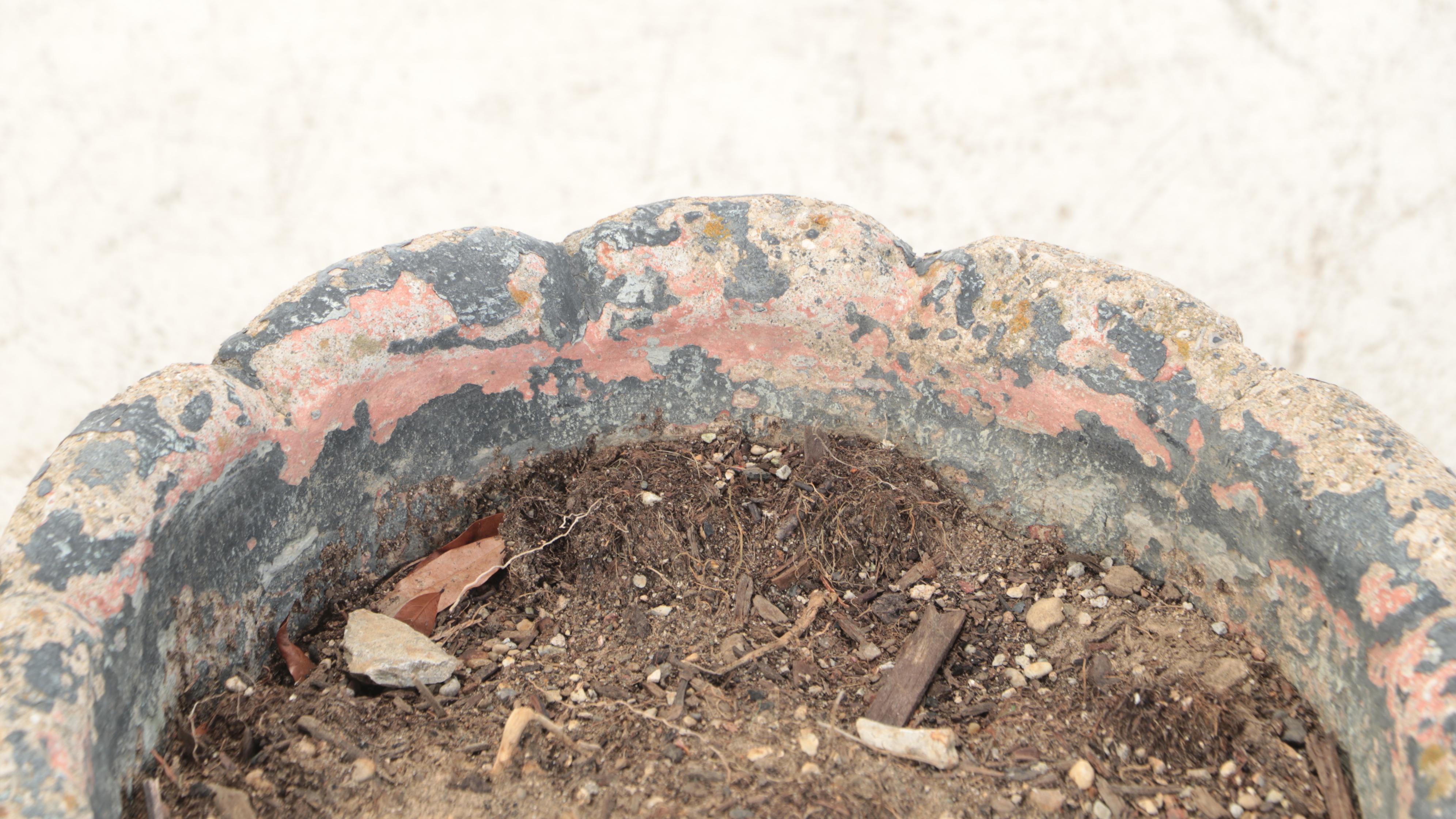 Pair of Painted Bucket Form Concrete Outdoor Planters