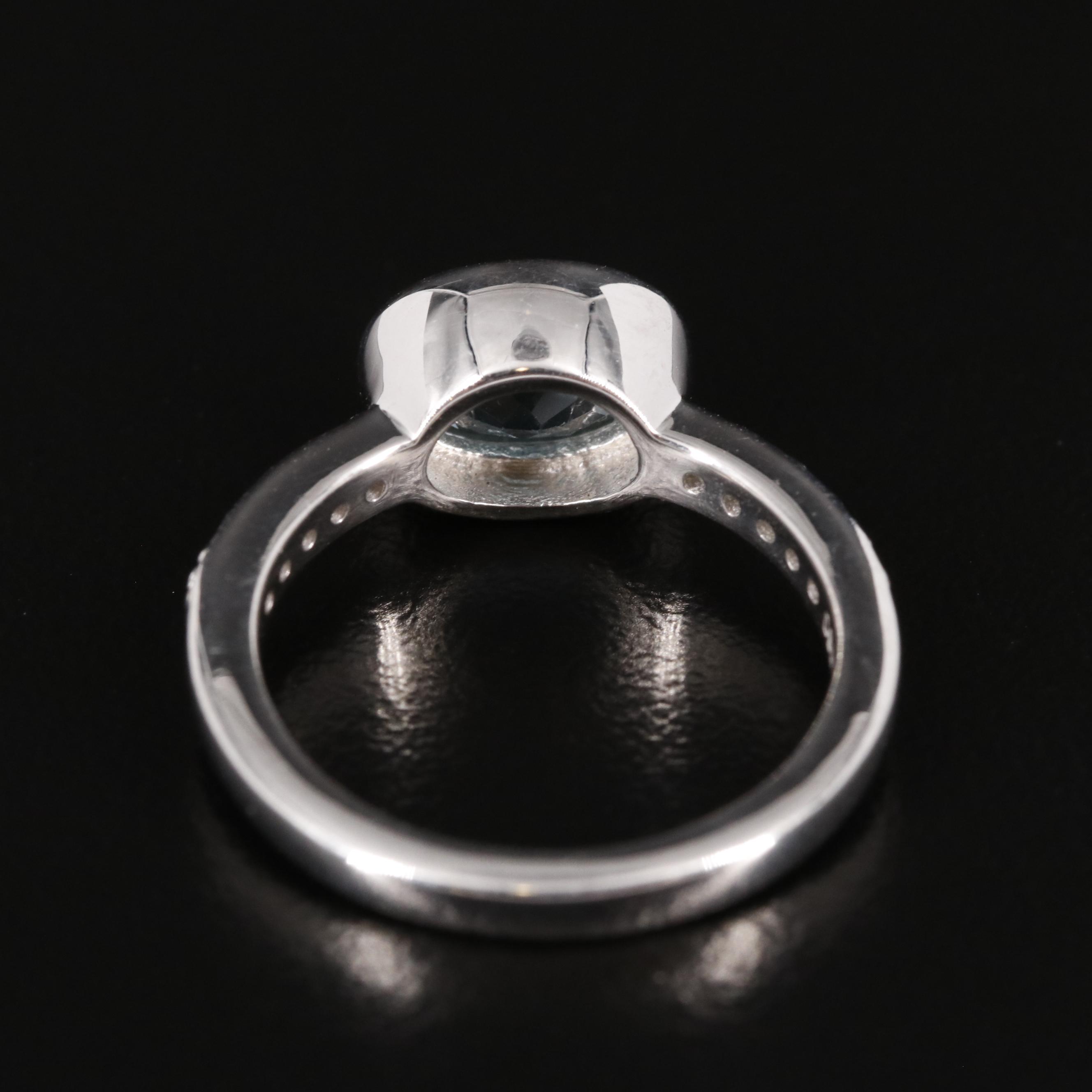 Sterling Blue Topaz Ring with White Topaz Accents
