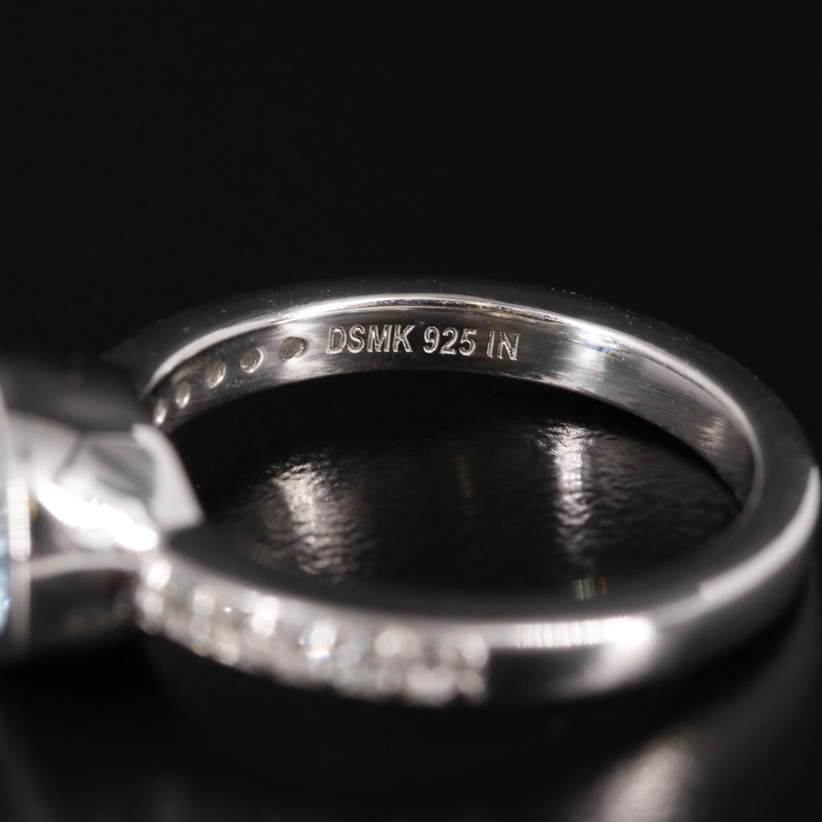 Sterling Blue Topaz Ring with White Topaz Accents