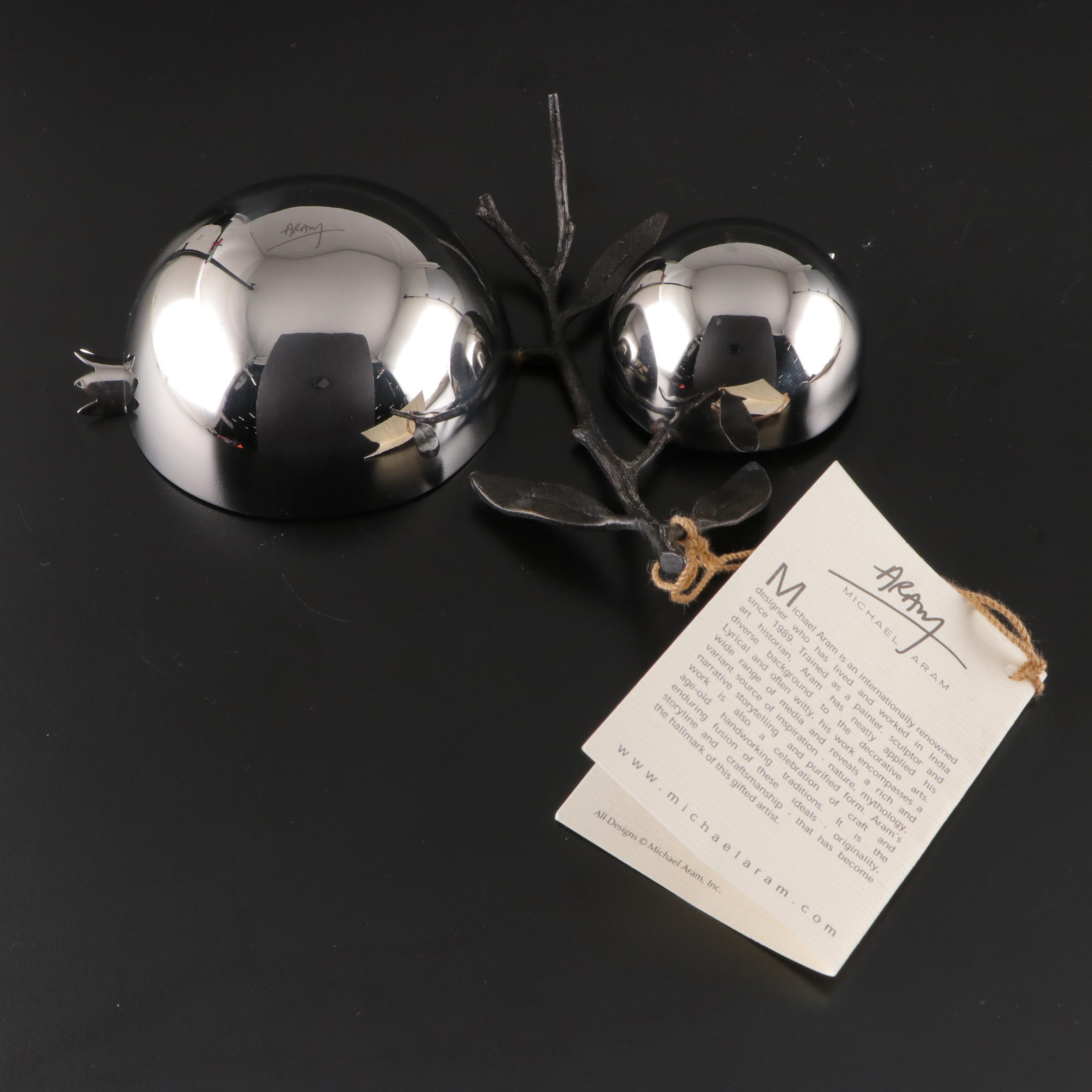 Michael Aram Metal Pomegranate Bowl and Twist Candy Cane Ornament