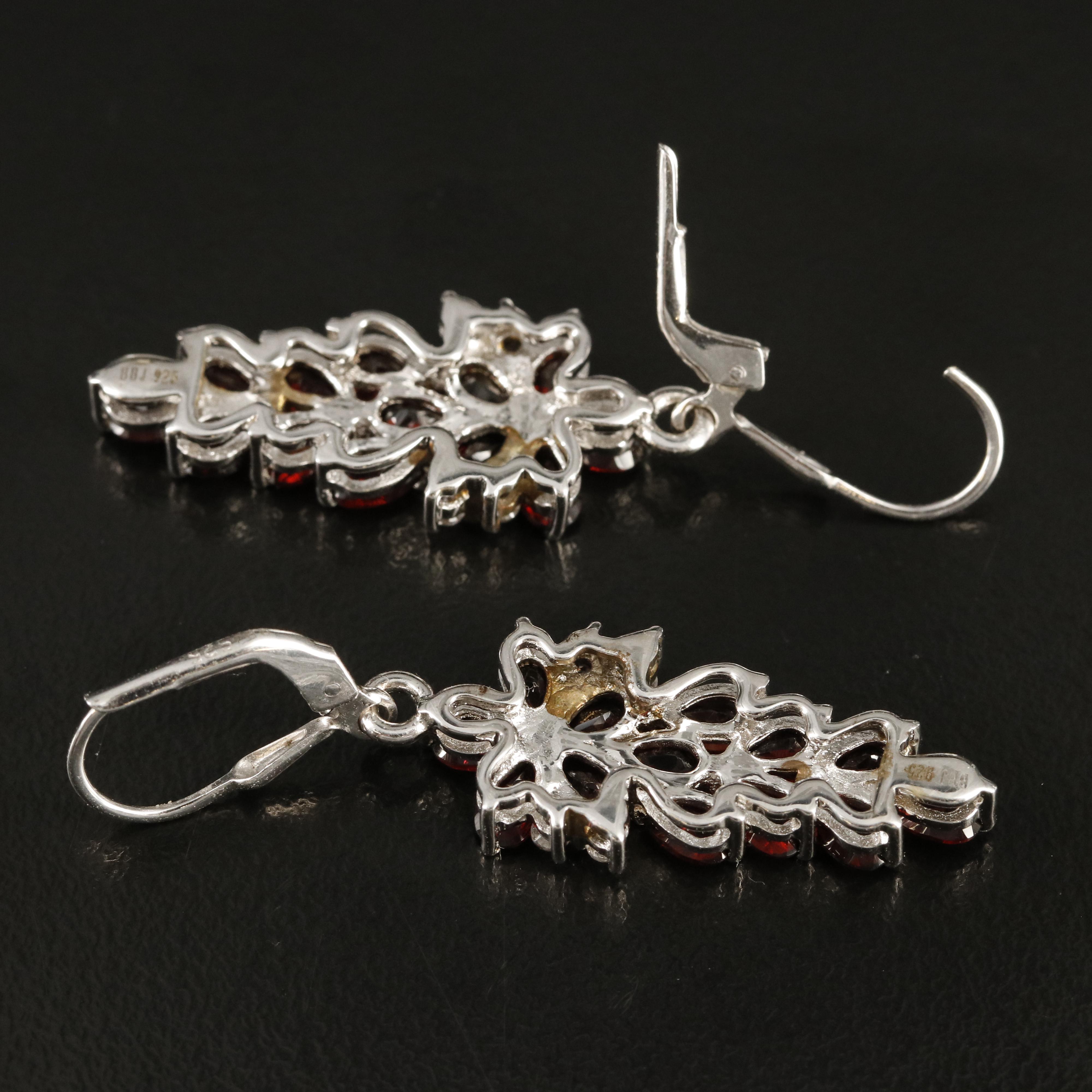 Sterling Garnet and Zircon Earrings