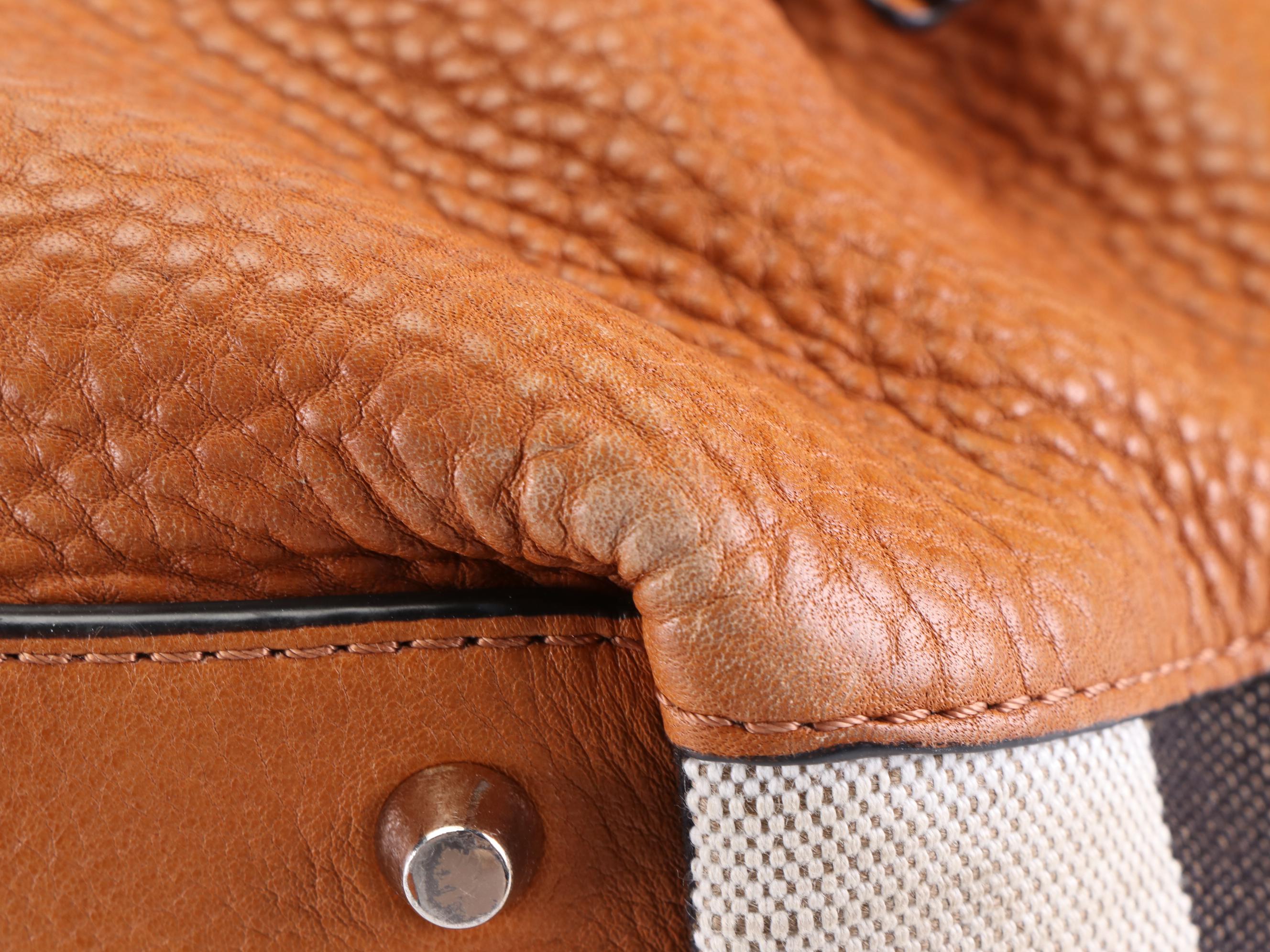 Burberry Maidstone Convertible Tote Bag in Grain Leather and House Check Canvas