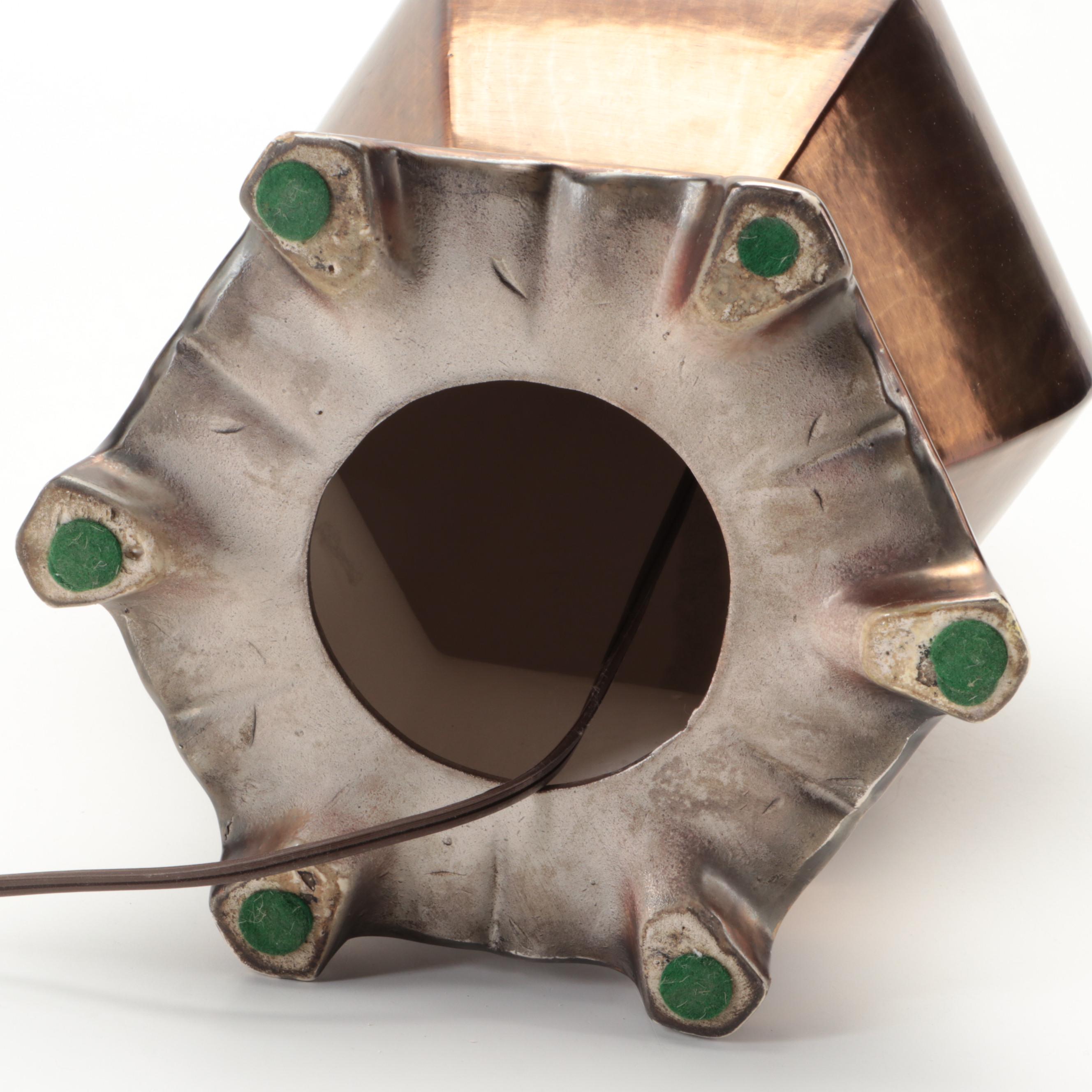 Bronzed Ceramic Ginger Jar Lamp with Italian Gilded Wood Tray