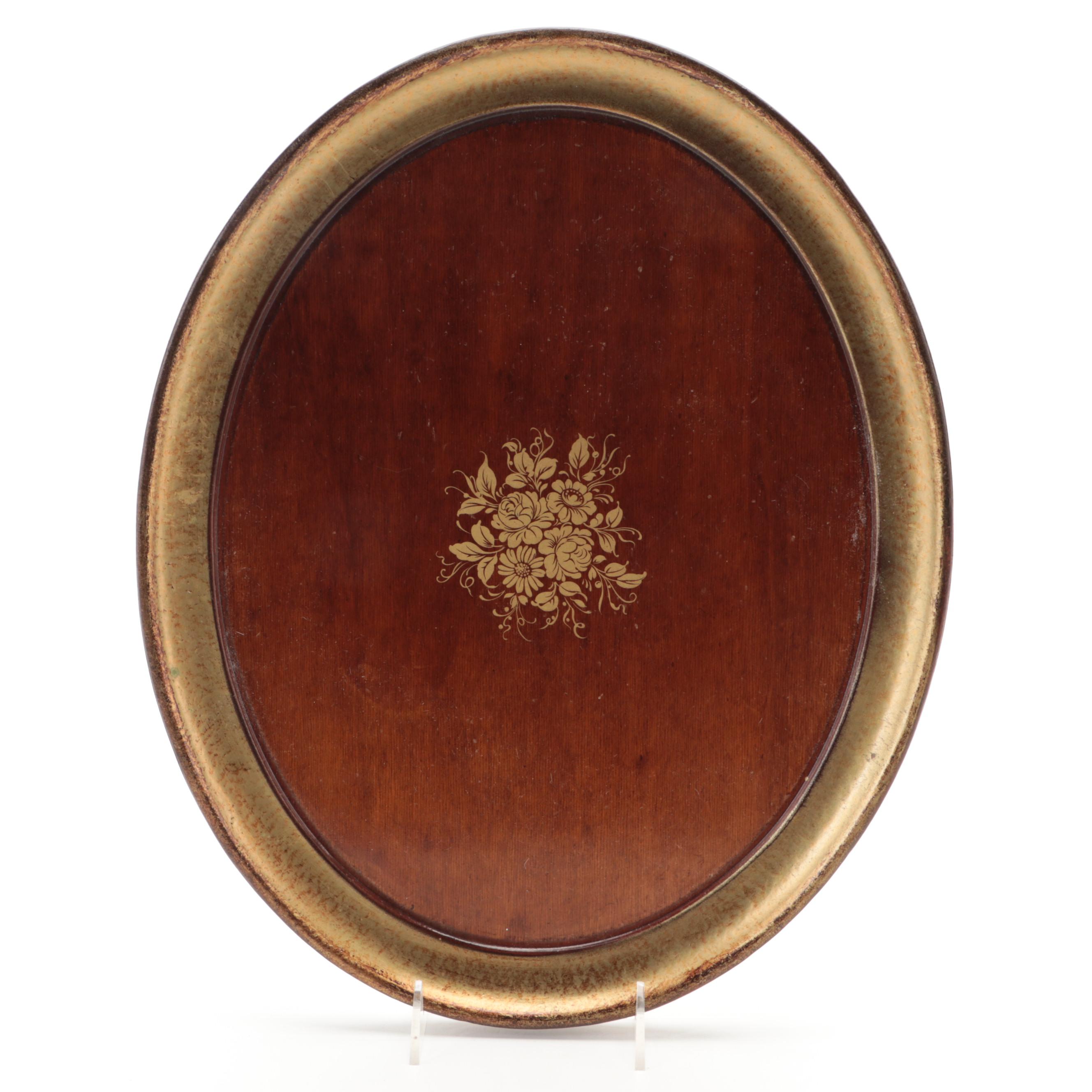 Bronzed Ceramic Ginger Jar Lamp with Italian Gilded Wood Tray