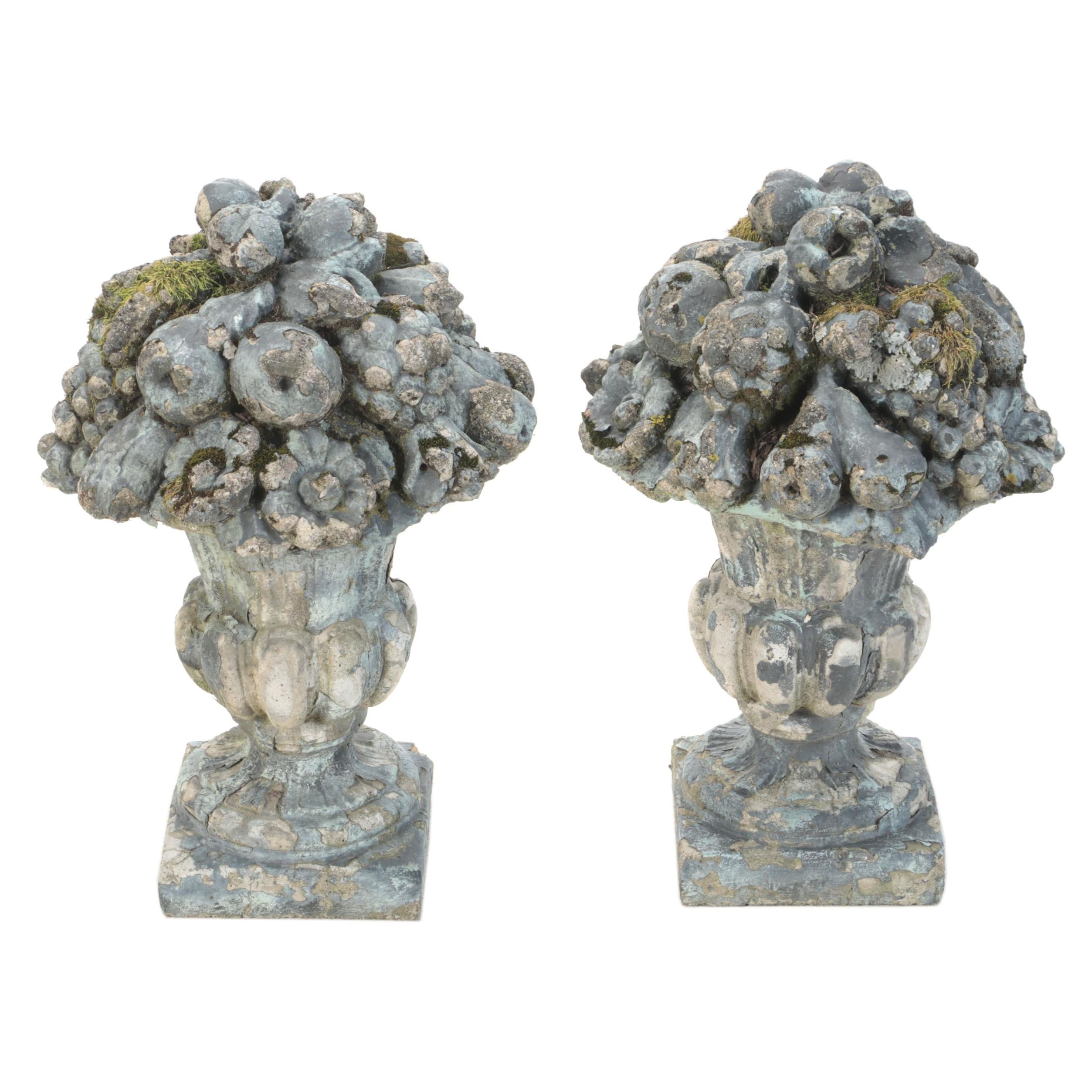 Pair of Cast Concrete Garden Fruit Baskets