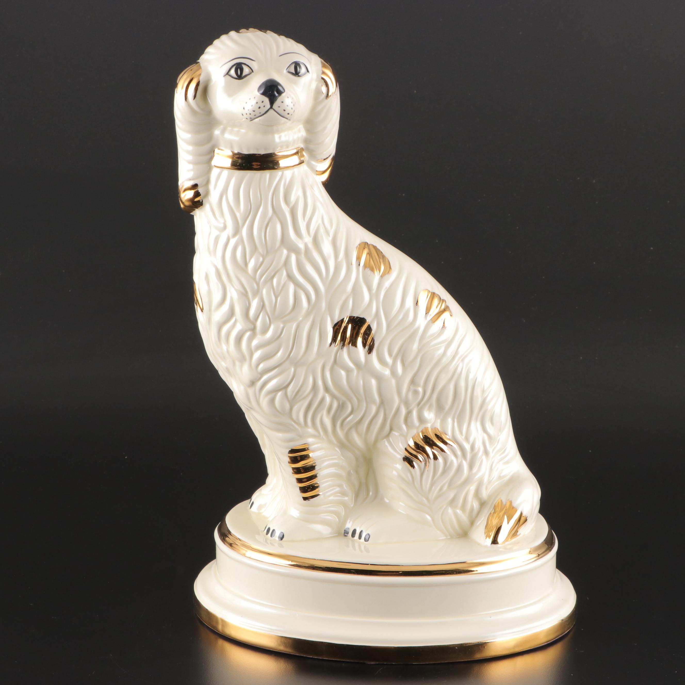 Chelsea House Italian Ceramic Staffordshire Style Dogs with Gilt Accents