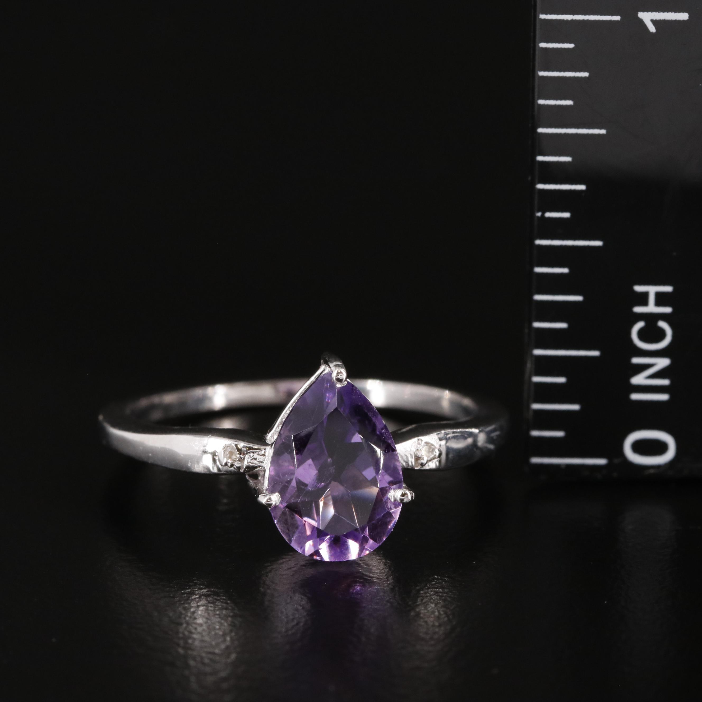 Sterling Amethyst Ring with Diamond Accents
