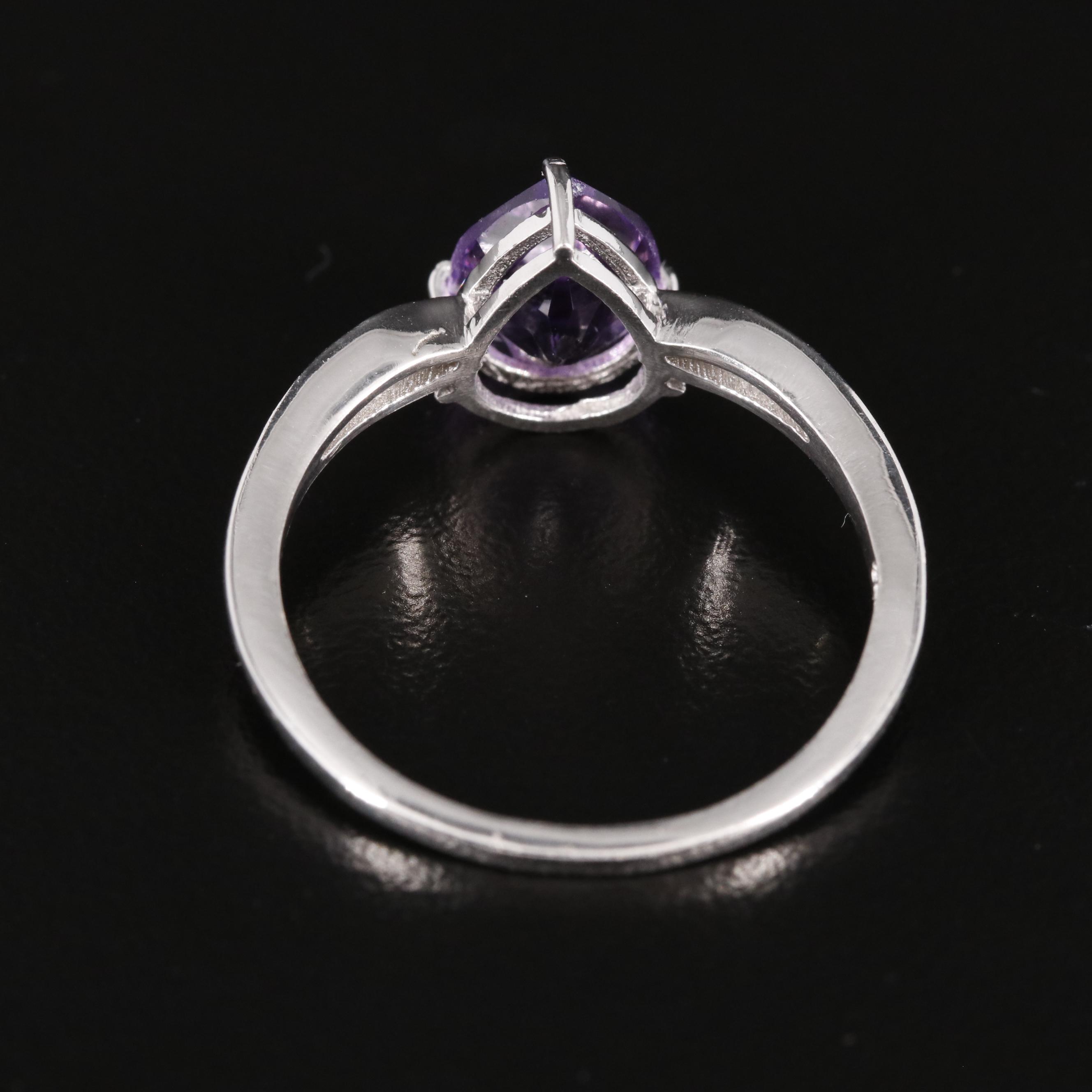 Sterling Amethyst Ring with Diamond Accents