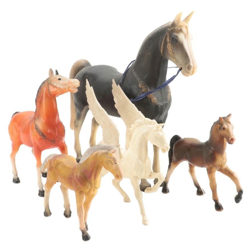 Imperial Toys Cast Plastic Horse With Other Toy Horses, Foals, and Pegasus