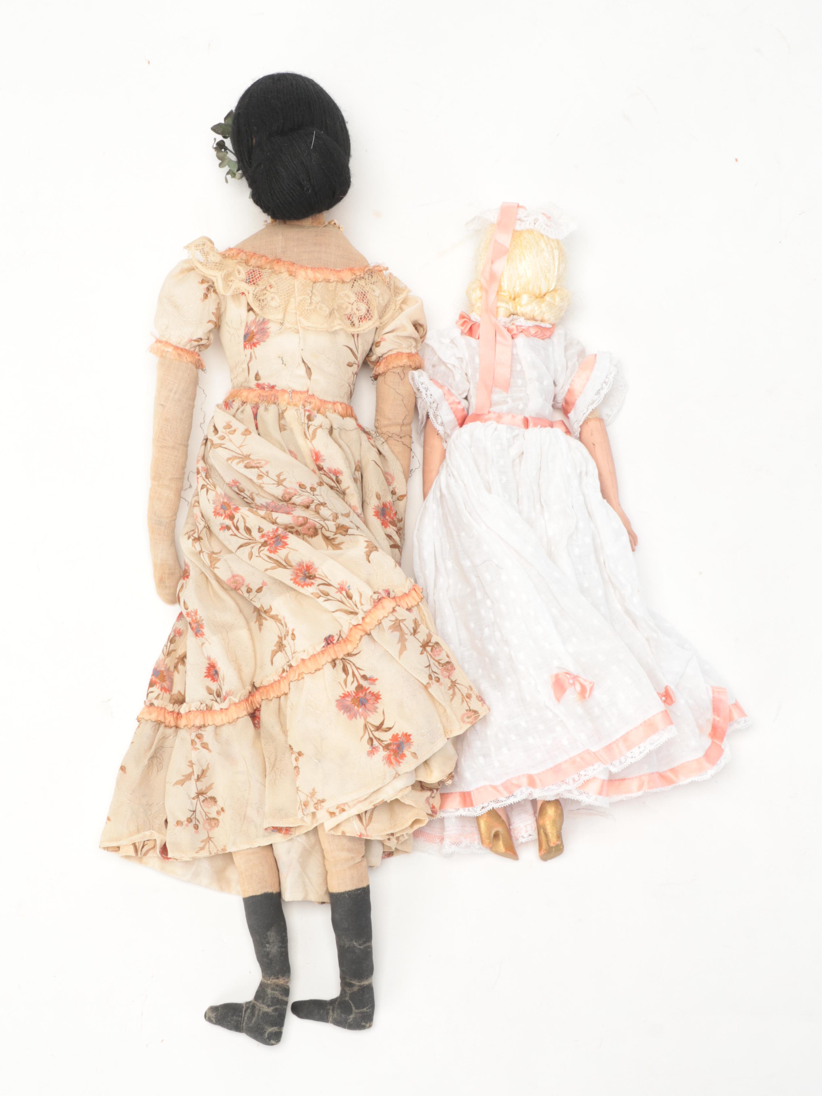 French Style Composition and Cloth Dolls, Early to Mid-20th Century
