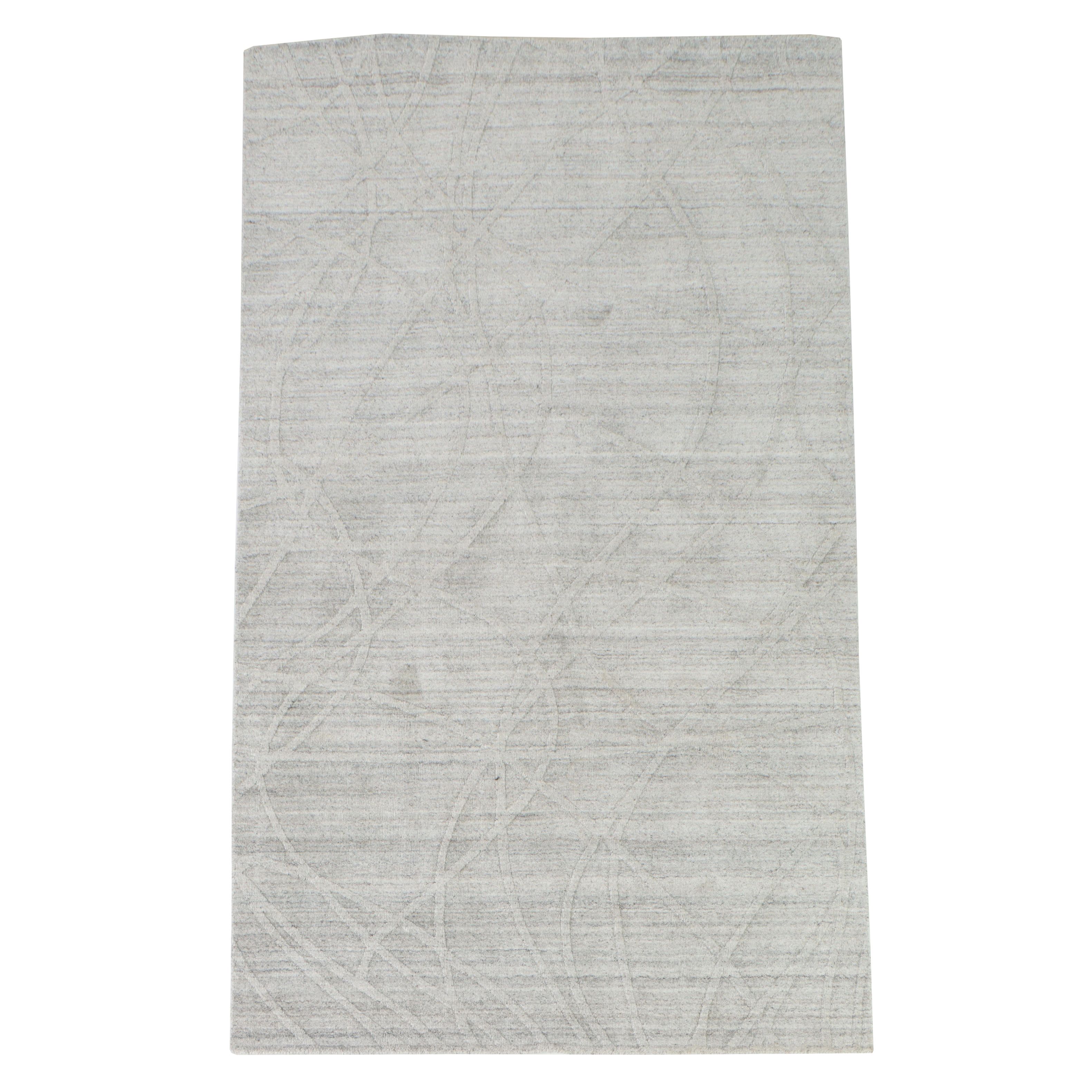 5' x 7'11 Hand-Knotted Indian Contemporary Area Rug