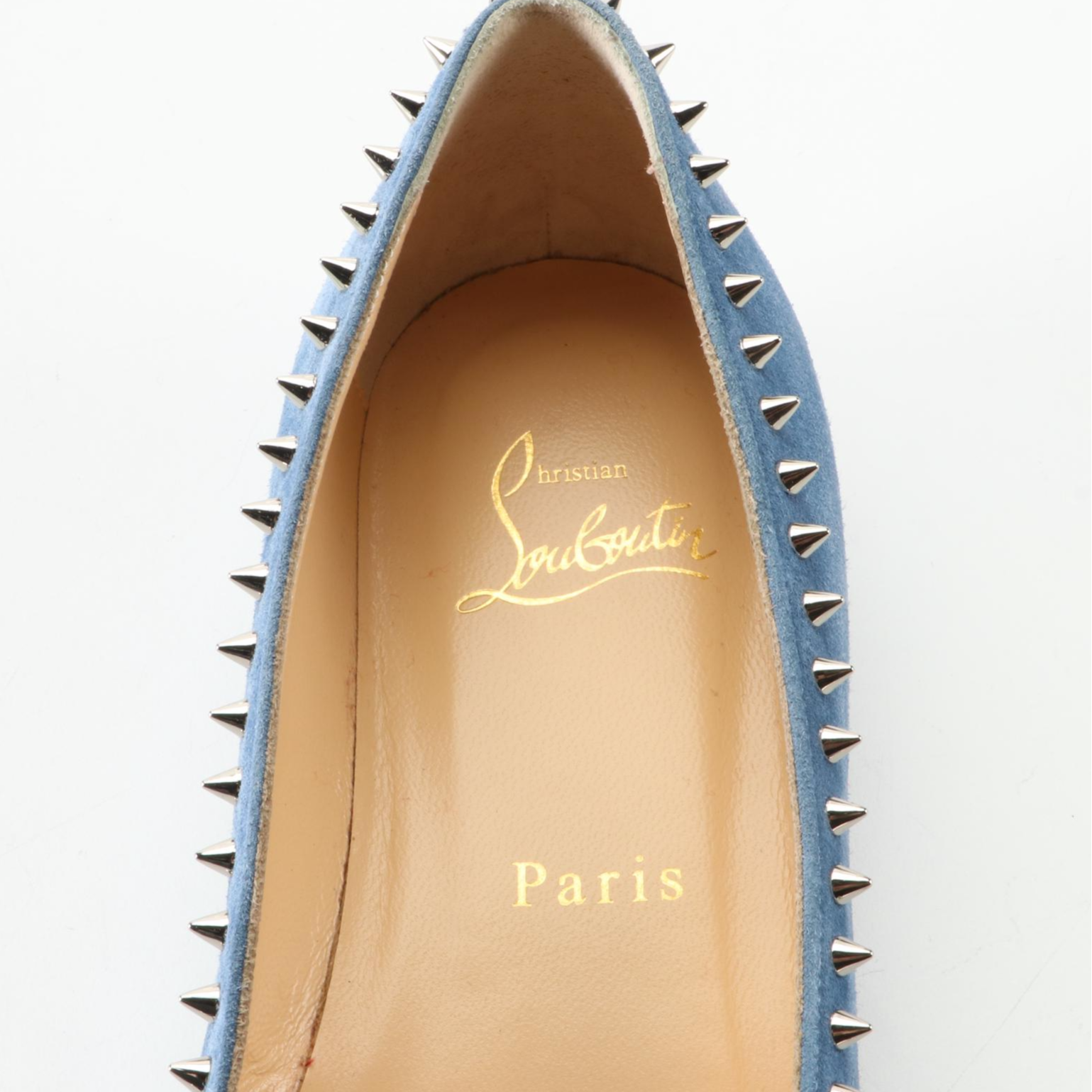 Christian Louboutin Anjalina Flats in Studded Blue Suede