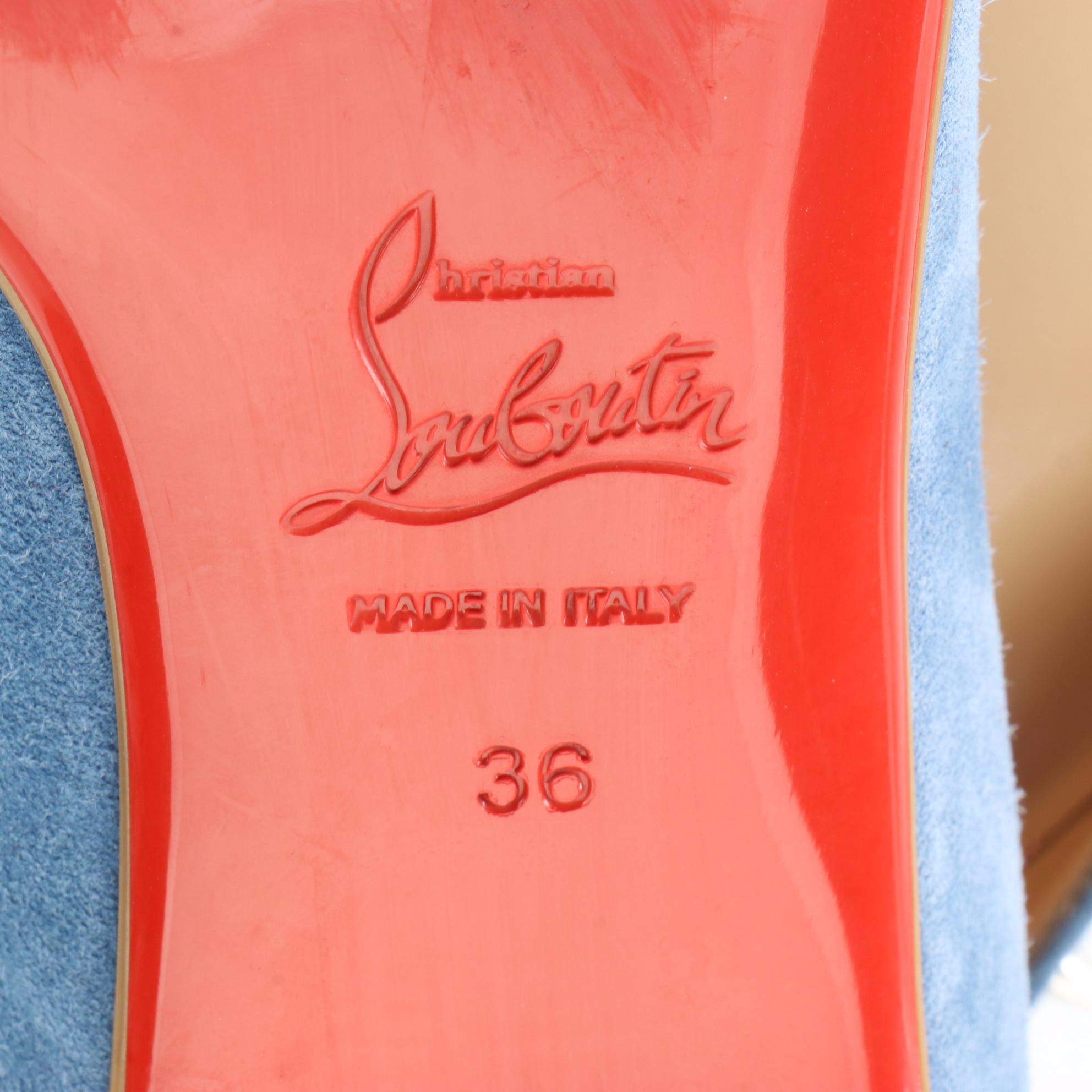 Christian Louboutin Anjalina Flats in Studded Blue Suede