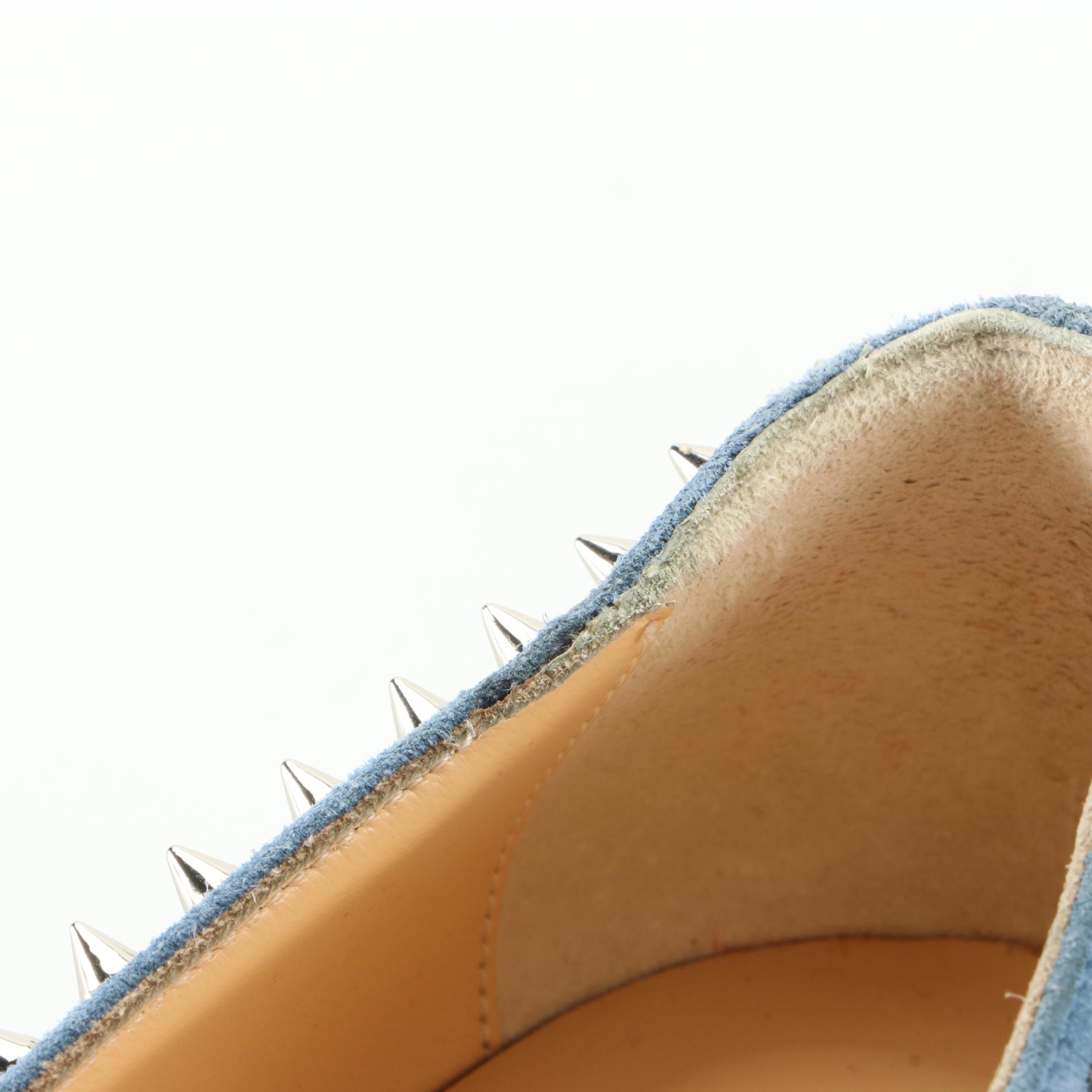 Christian Louboutin Anjalina Flats in Studded Blue Suede