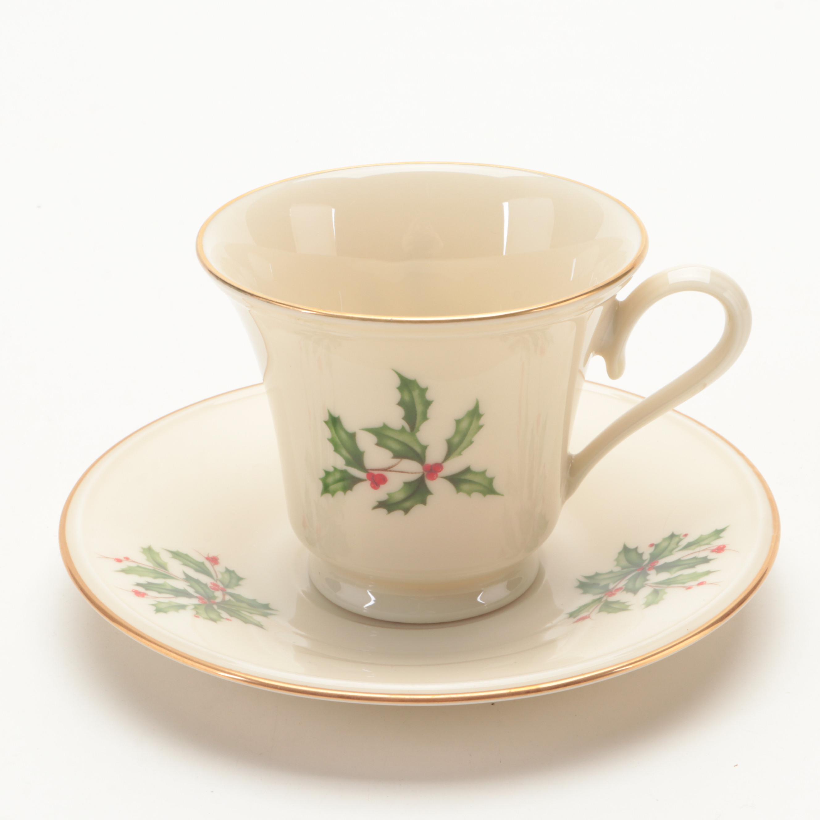 Lenox "Holiday" Presidential Collection Bone China Teacups and Saucers