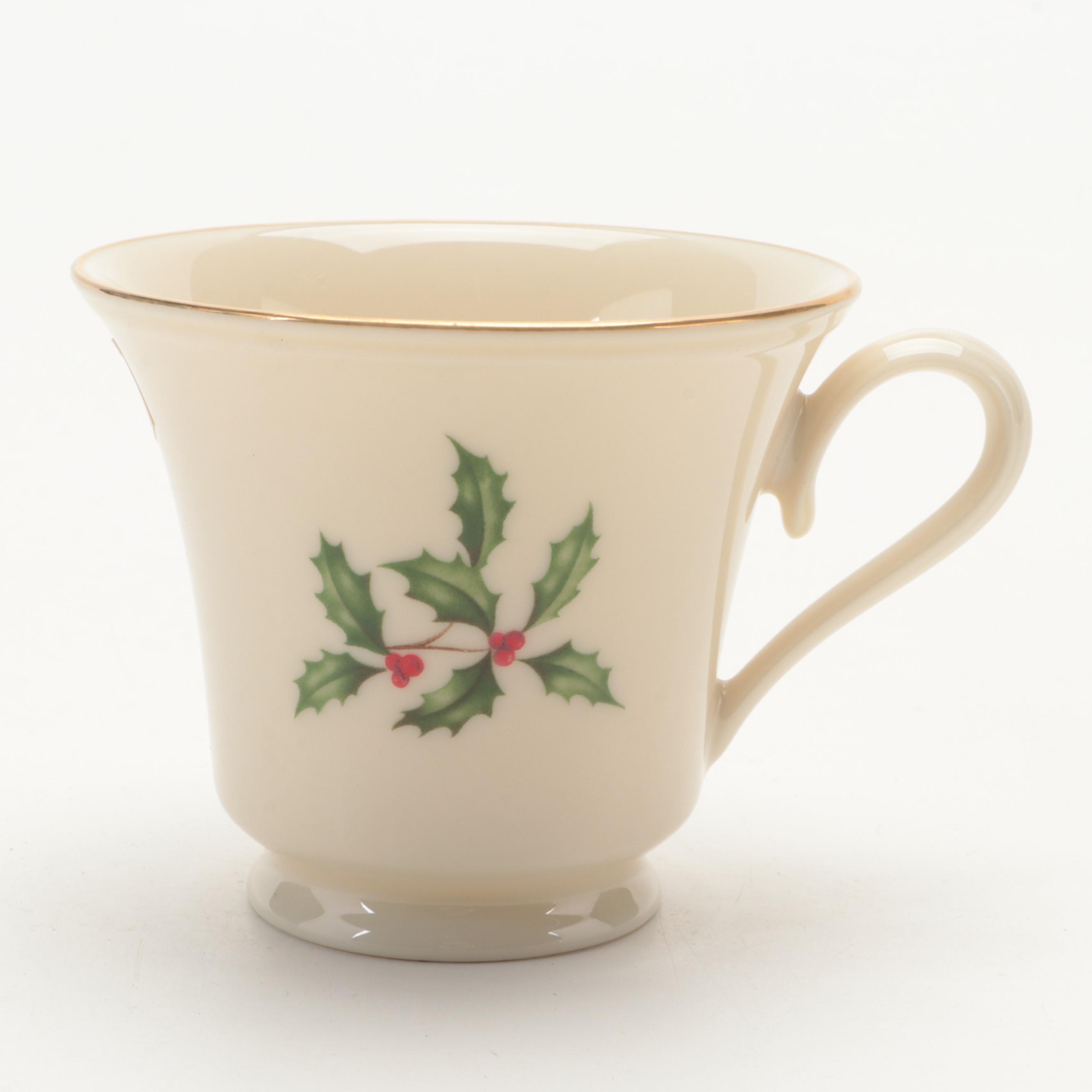 Lenox "Holiday" Presidential Collection Bone China Teacups and Saucers