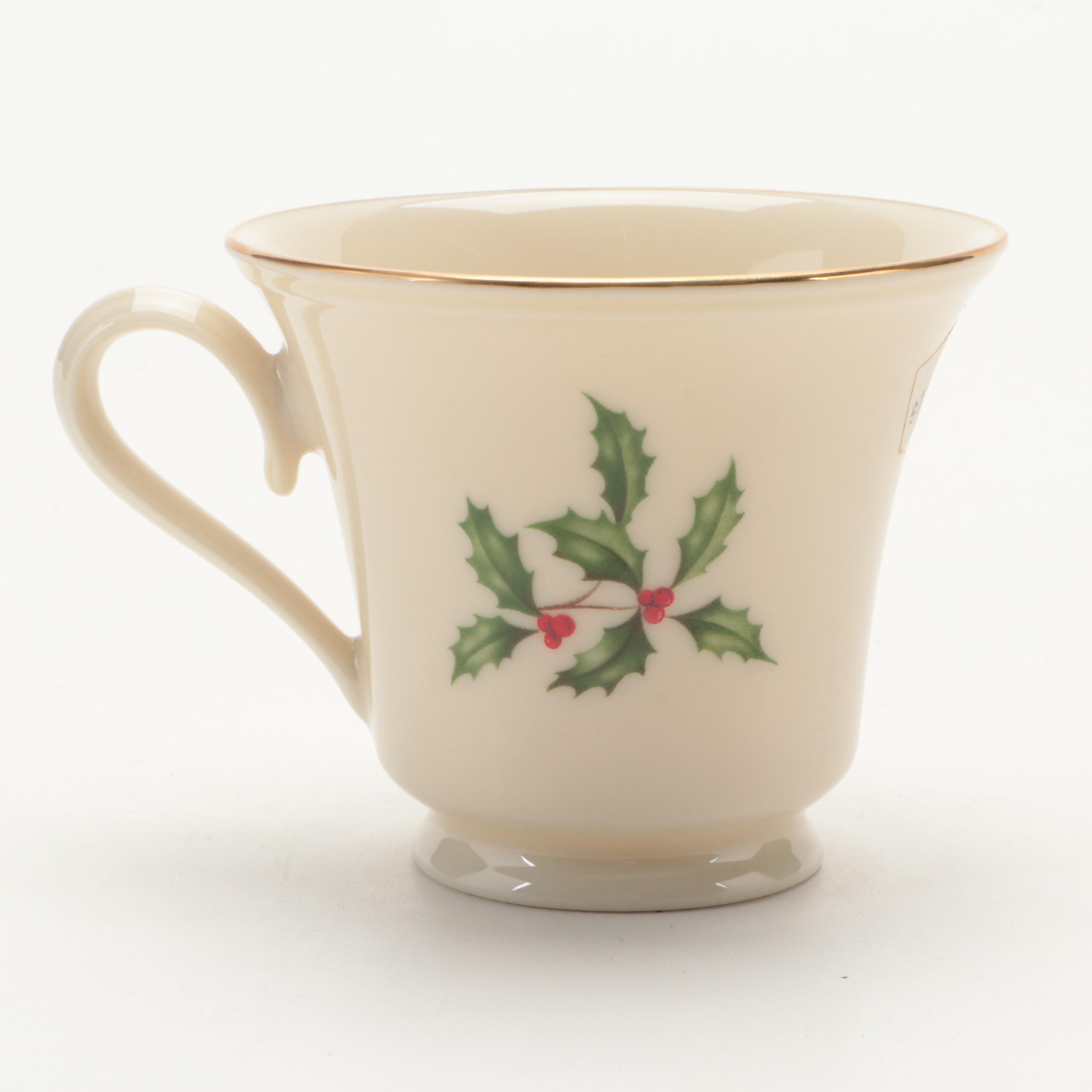Lenox "Holiday" Presidential Collection Bone China Teacups and Saucers