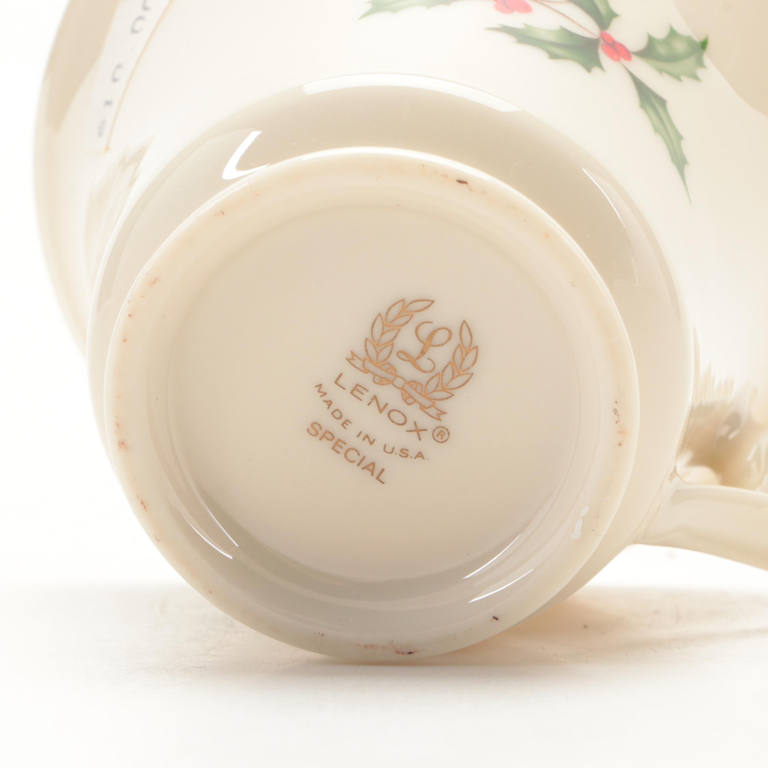 Lenox "Holiday" Presidential Collection Bone China Teacups and Saucers