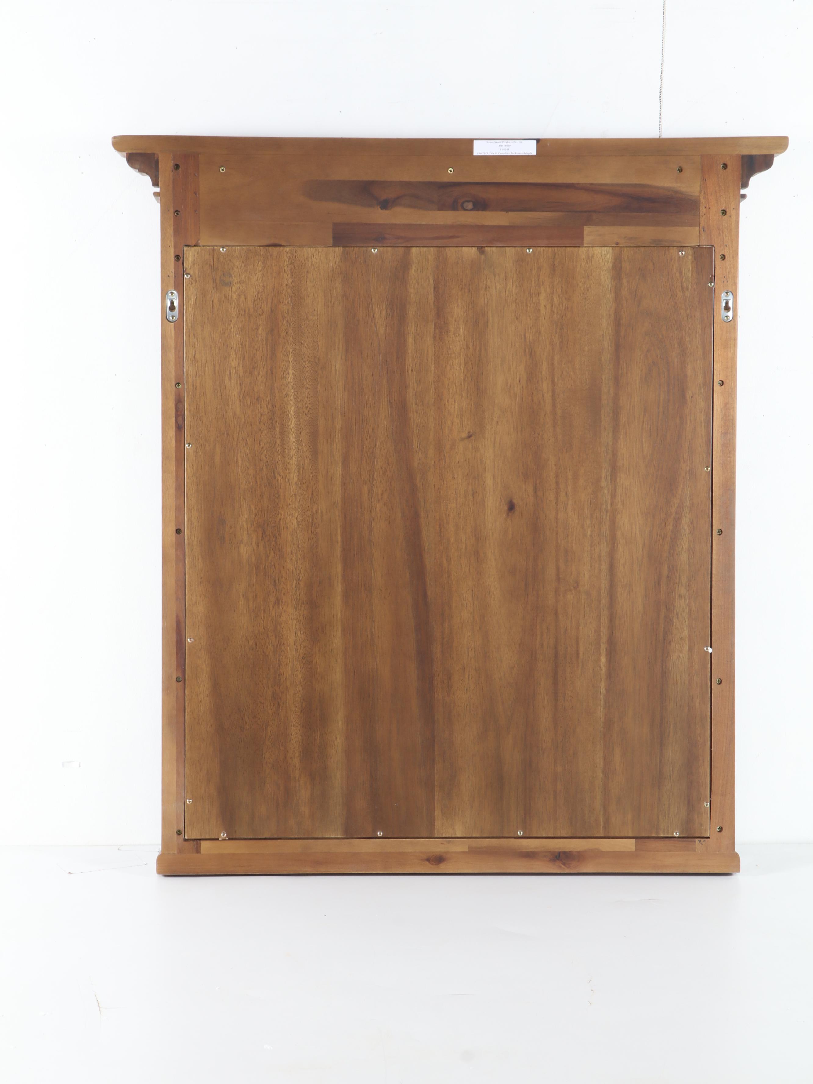 Large Rich Umber Finish Wood Framed Vanity Mirror