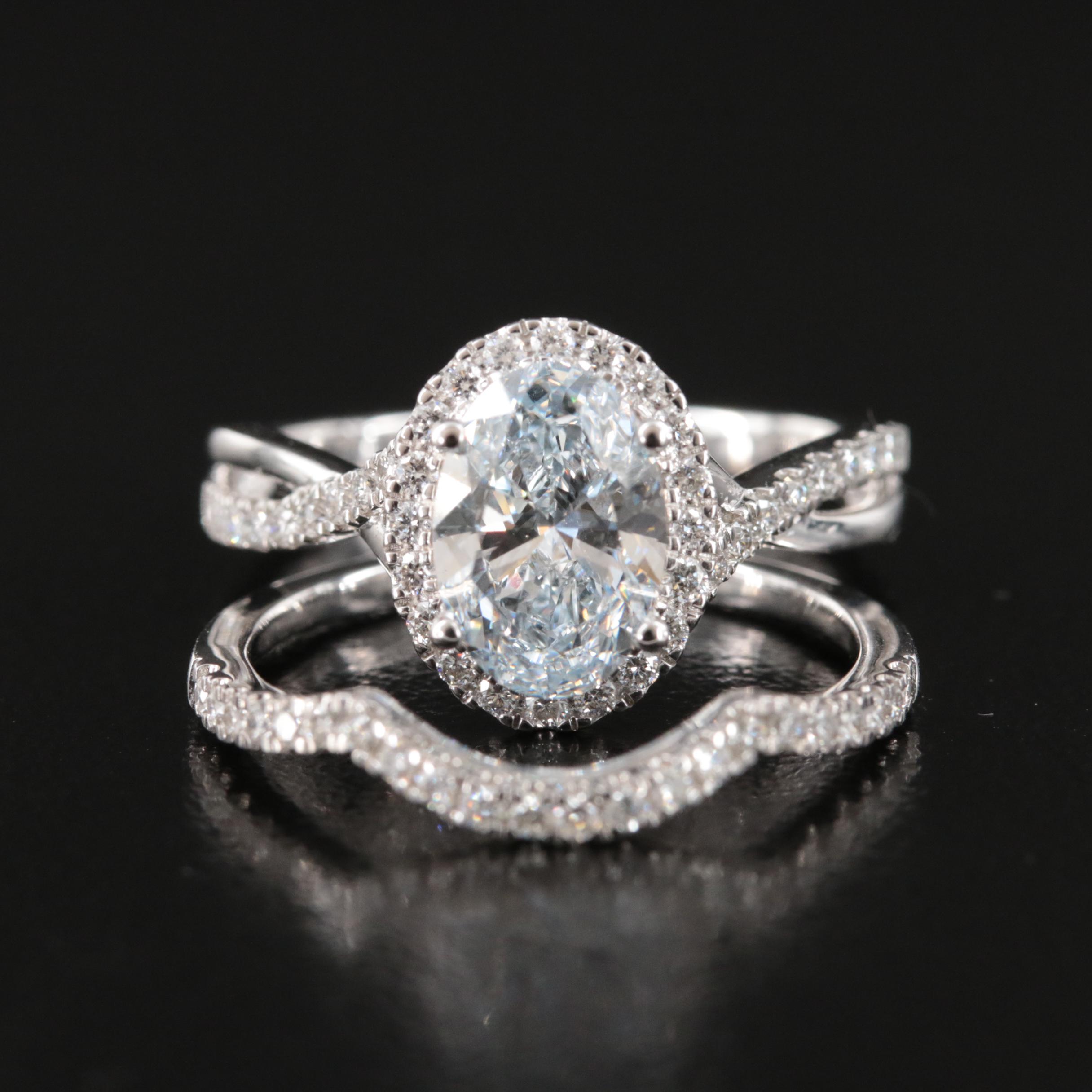 14K 2.00 CTW Lab Grown Diamond Ring Set with Digital Online IGI Report