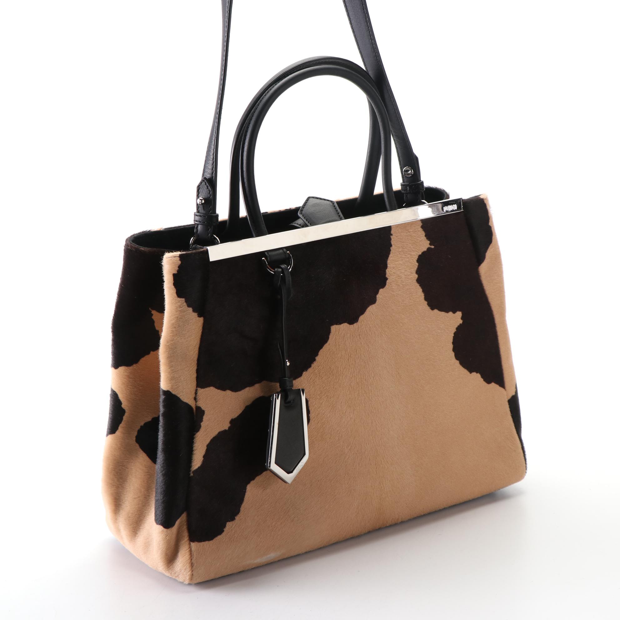 Fendi Medium 2Jours Bag in Printed Calf Hair and Leather