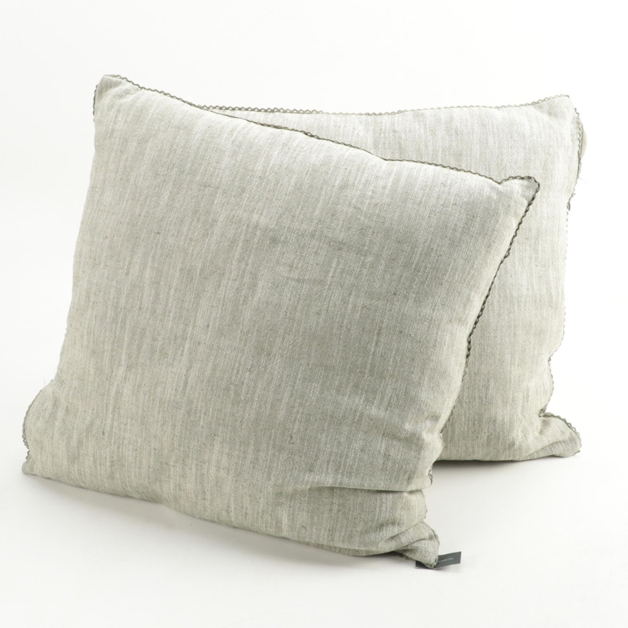 Threshold Designed with Studio McGee Green Chambray Throw Pillows with Lace Trim