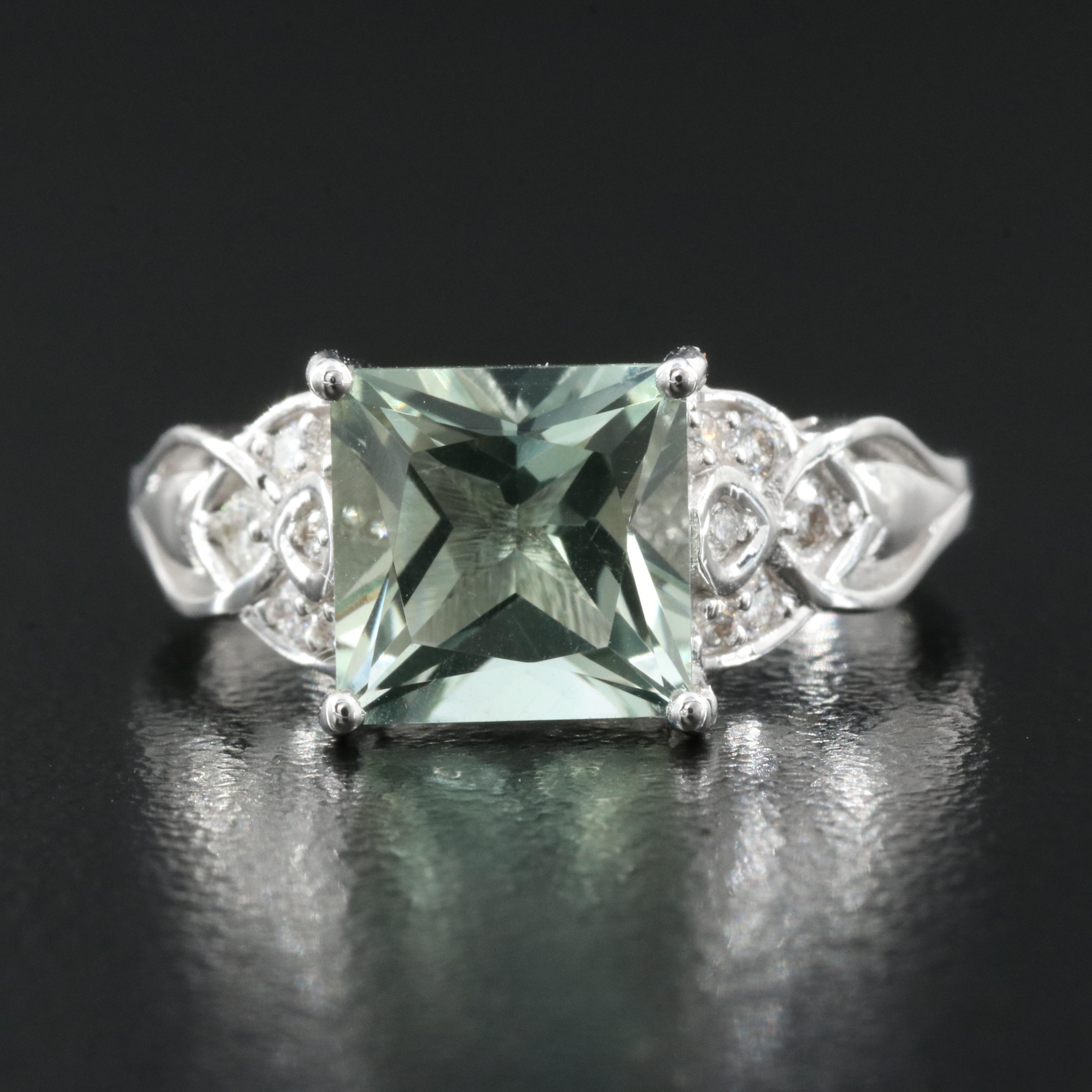 Chromia Jewelry 18K Prasiolite and Diamond Ring