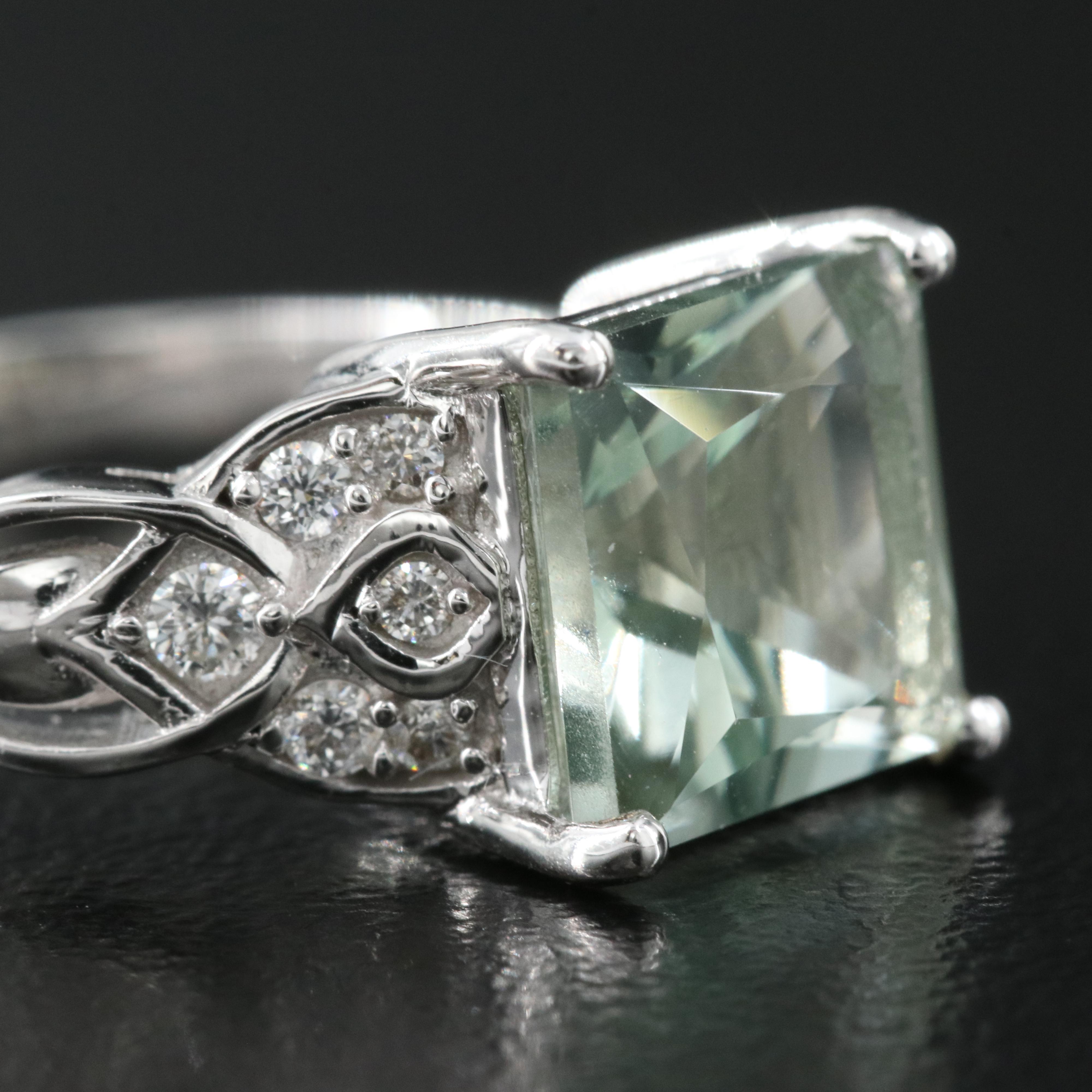 Chromia Jewelry 18K Prasiolite and Diamond Ring