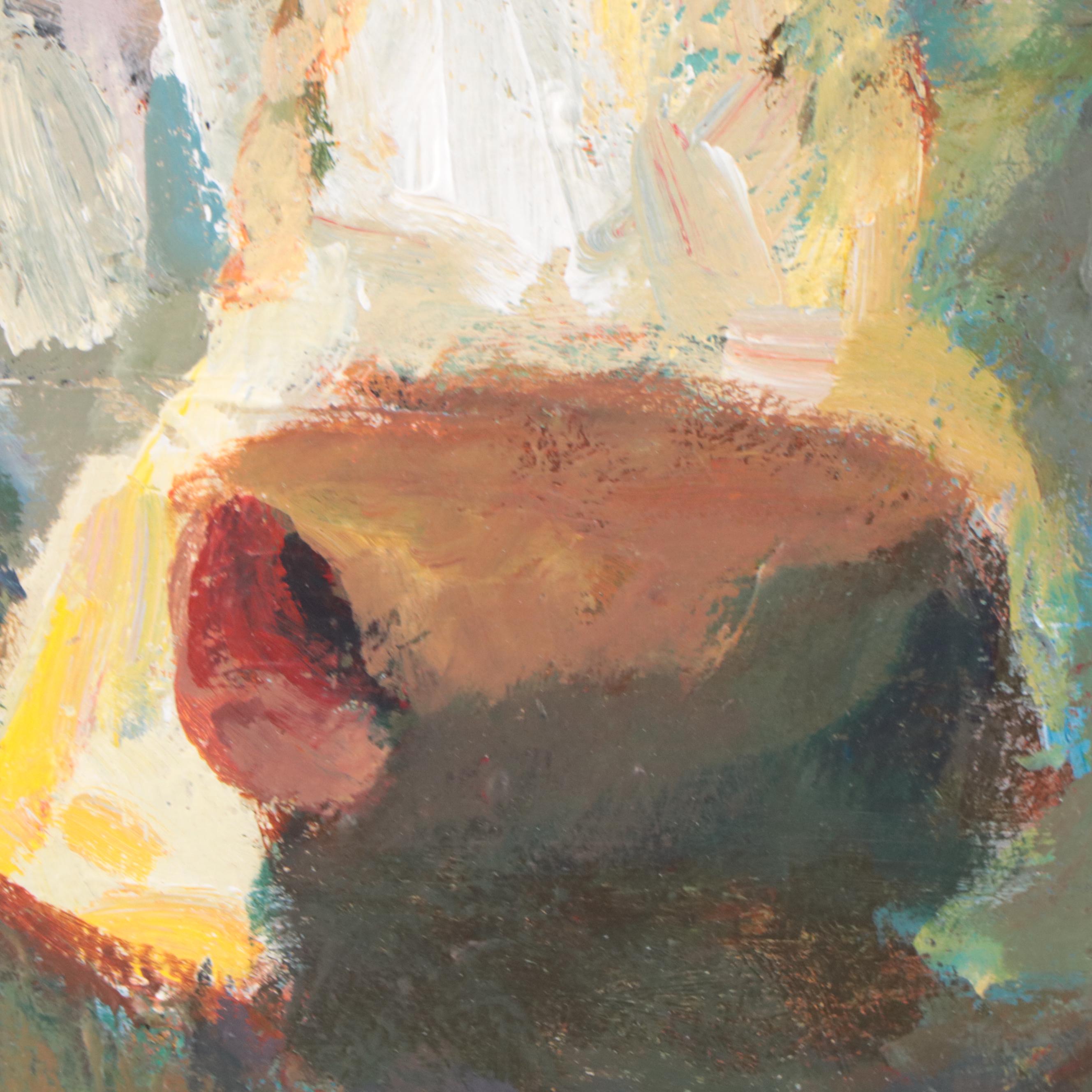 Elle Raines Acrylic Painting of Cow, 21st Century