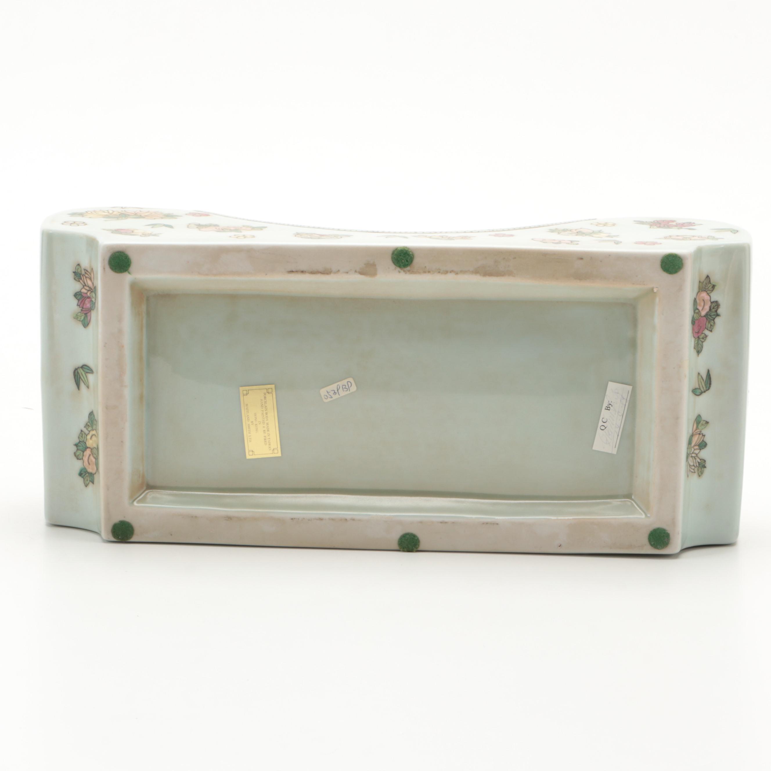 Maitland-Smith Ltd. Chinese Floral Motif Porcelain Opium Pillow