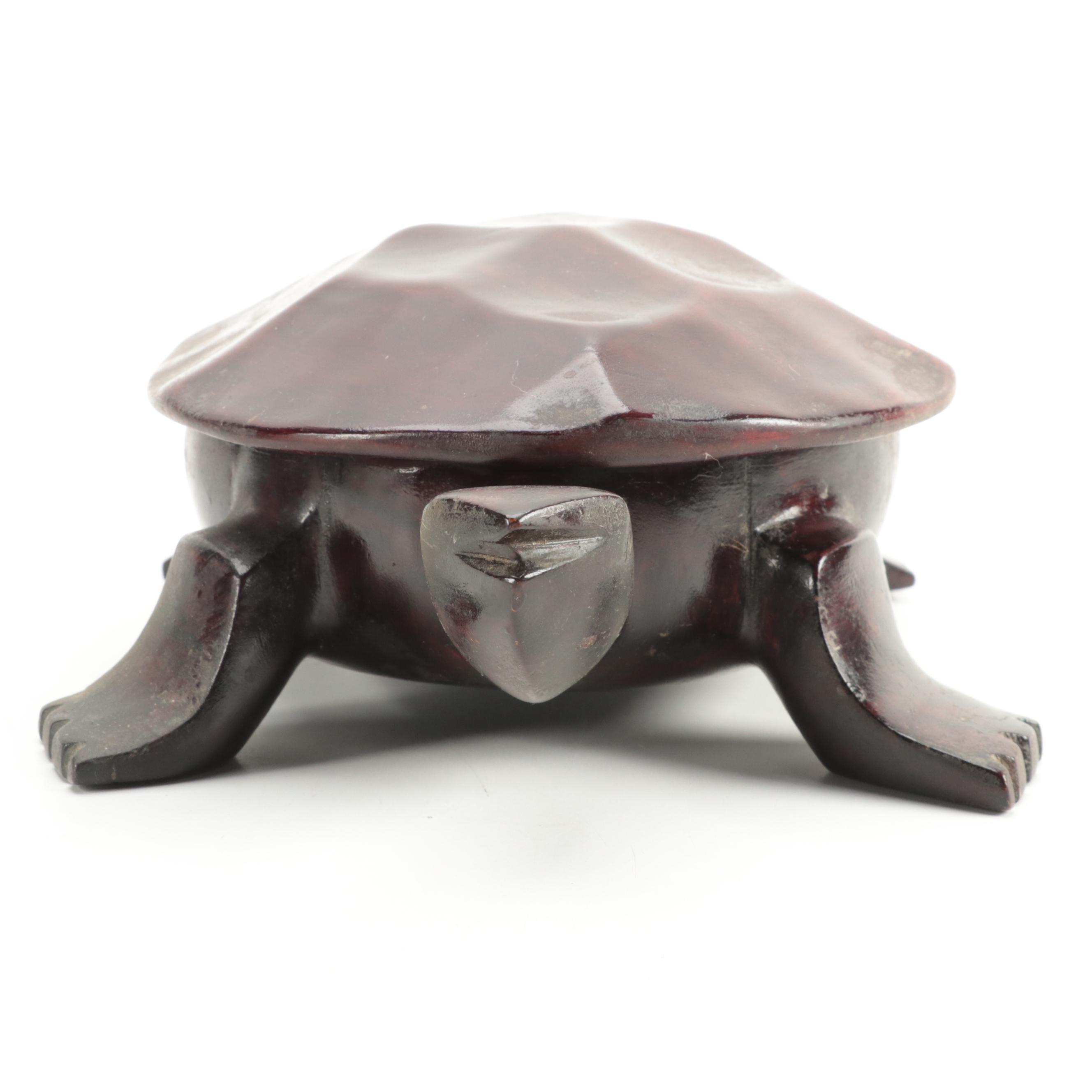 Chinese Style Hand-Carved Wooden Turtle Box