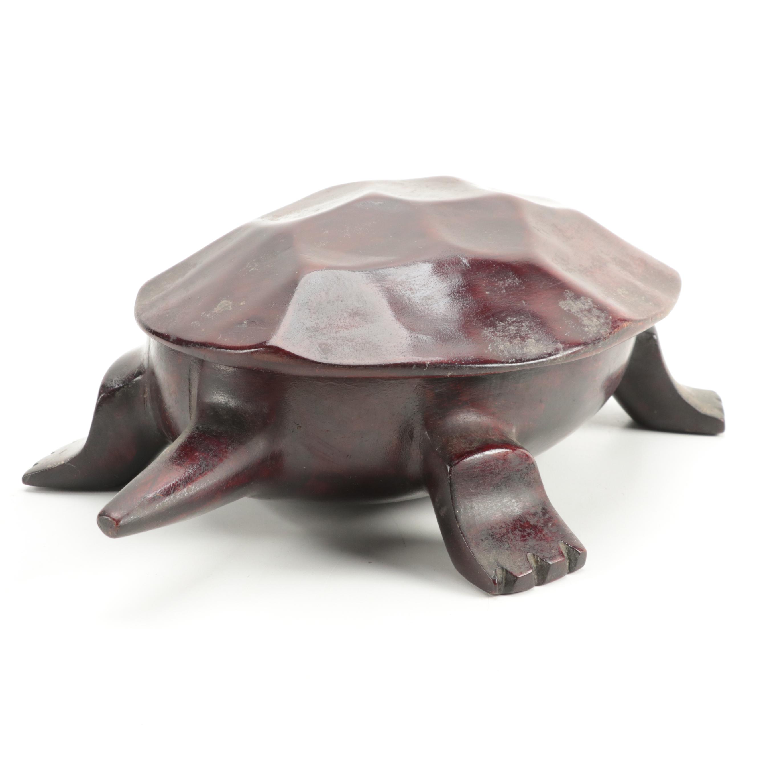 Chinese Style Hand-Carved Wooden Turtle Box