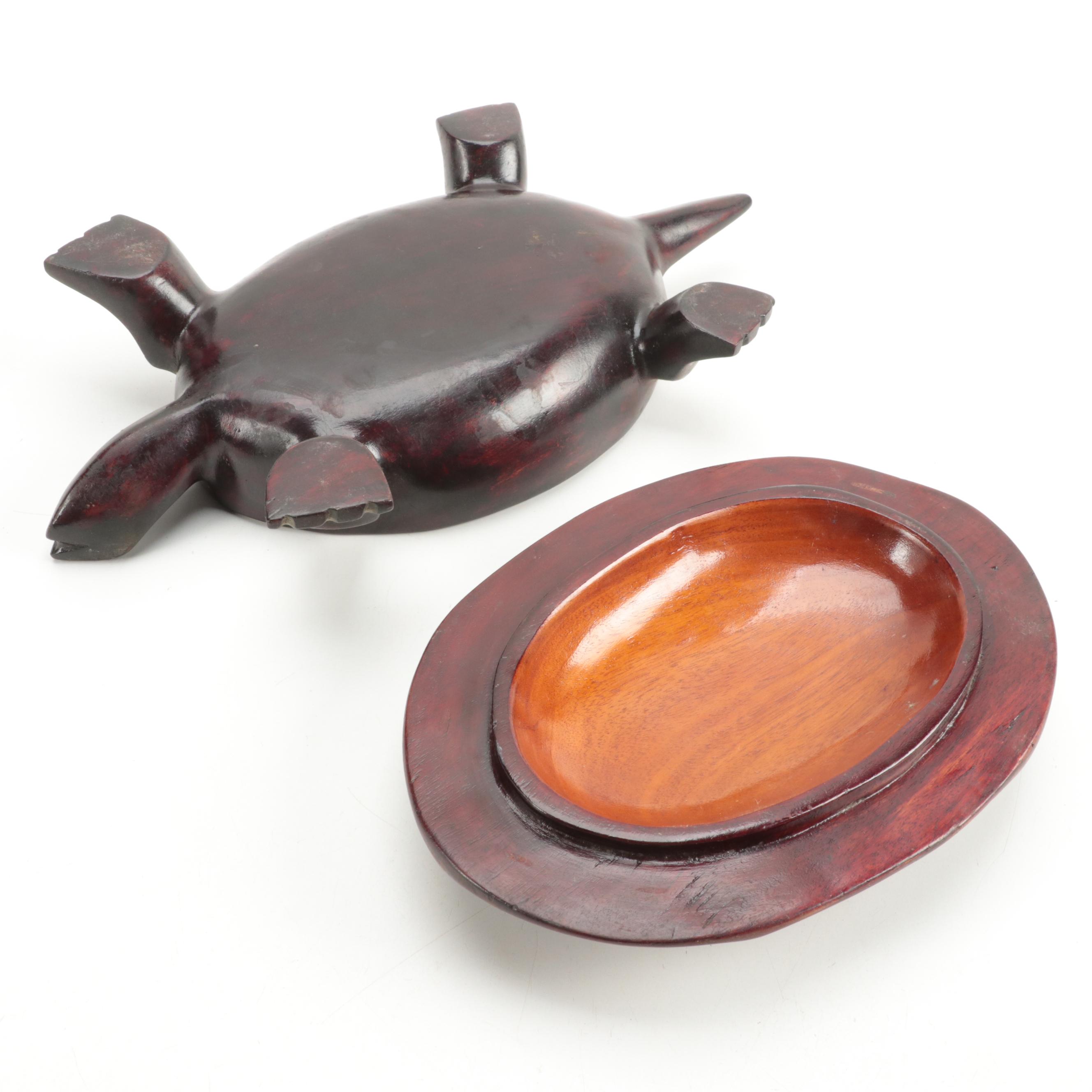 Chinese Style Hand-Carved Wooden Turtle Box