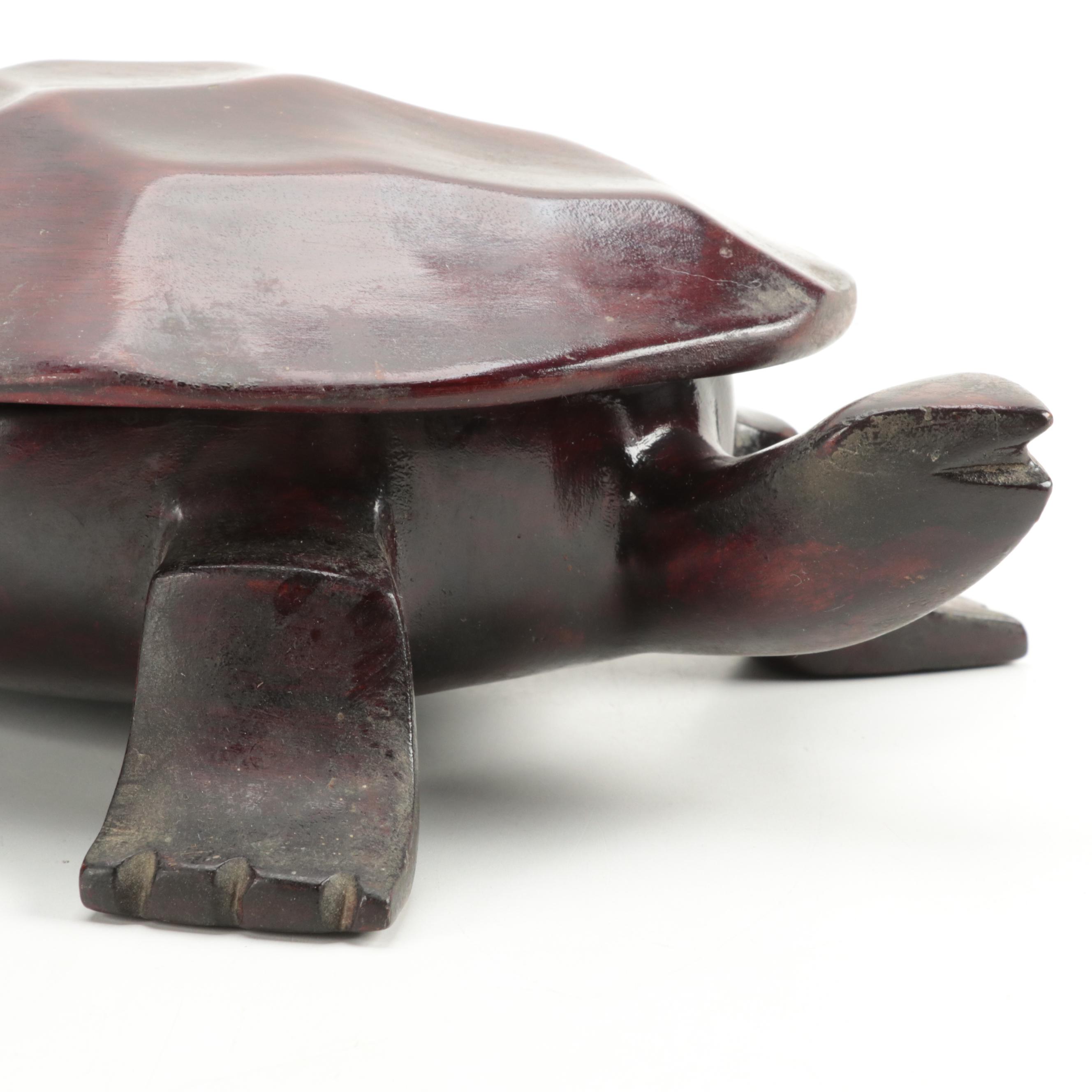 Chinese Style Hand-Carved Wooden Turtle Box