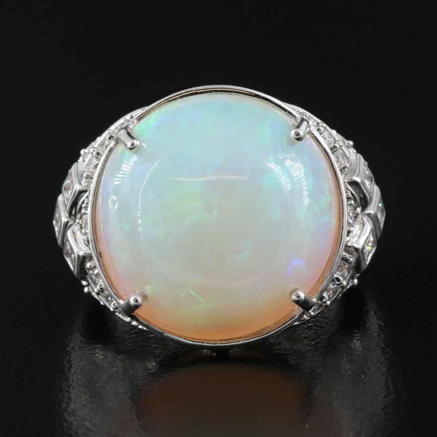 Chromia Jewelry 18K 11.13 CT Opal and Diamond Ring