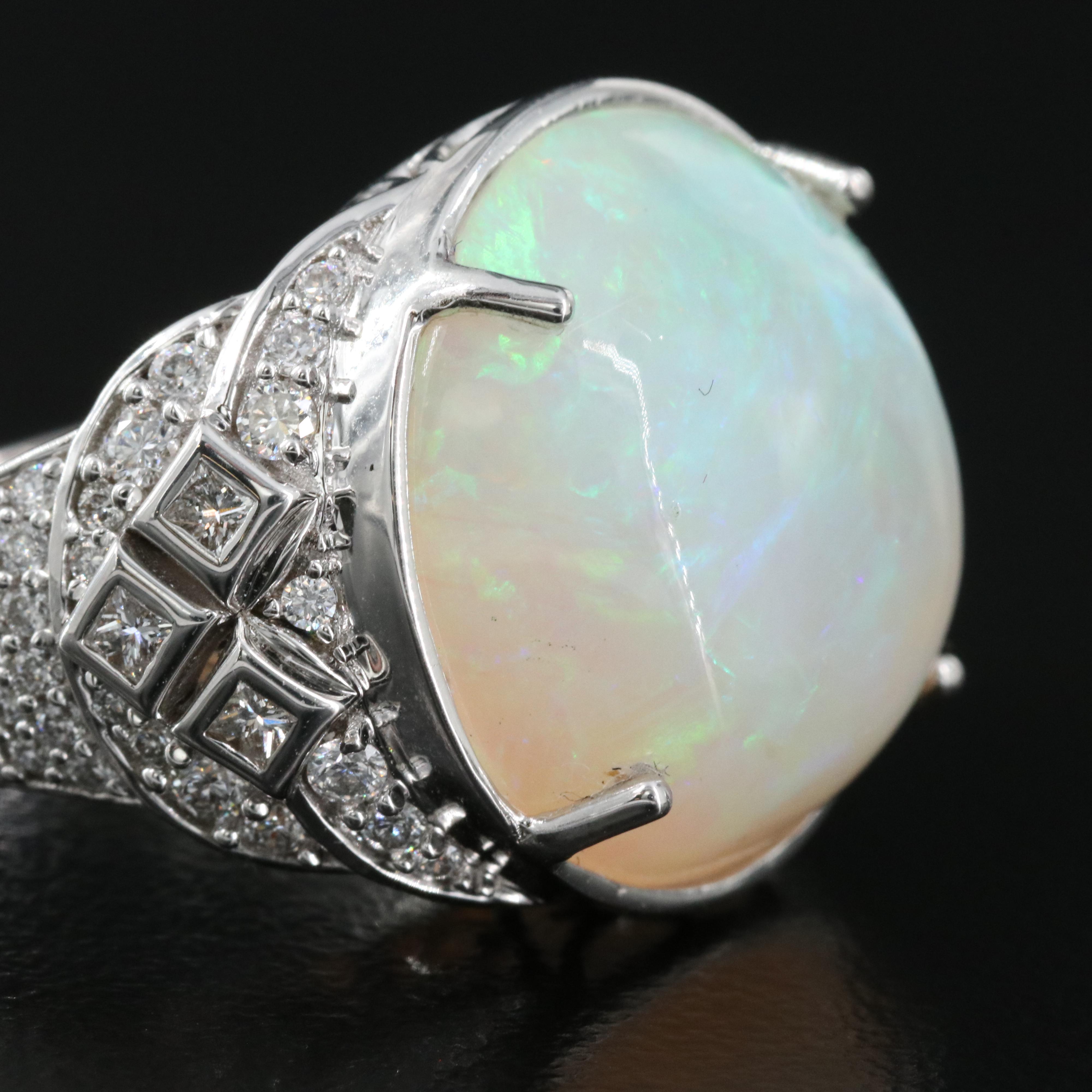 Chromia Jewelry 18K 11.13 CT Opal and Diamond Ring