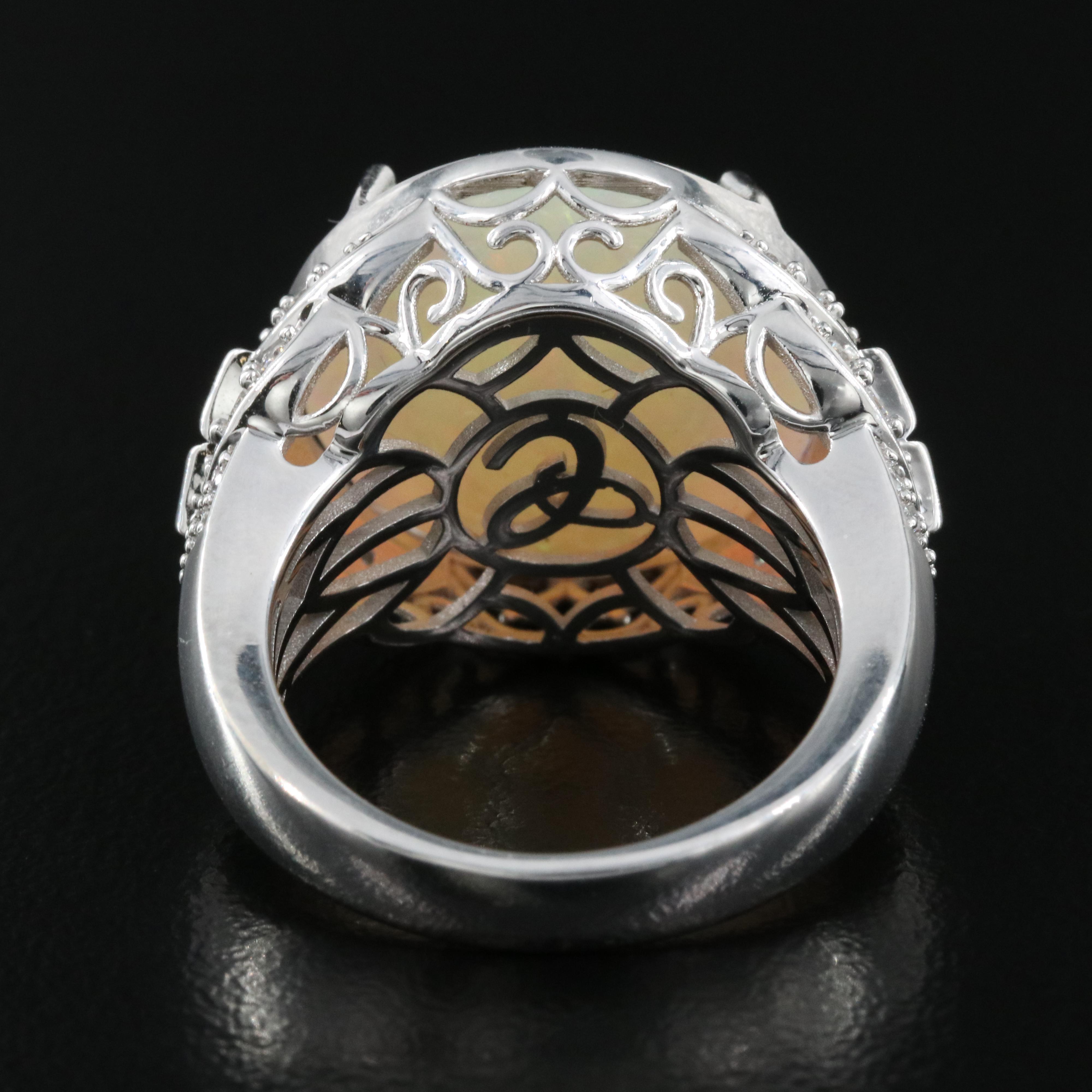 Chromia Jewelry 18K 11.13 CT Opal and Diamond Ring