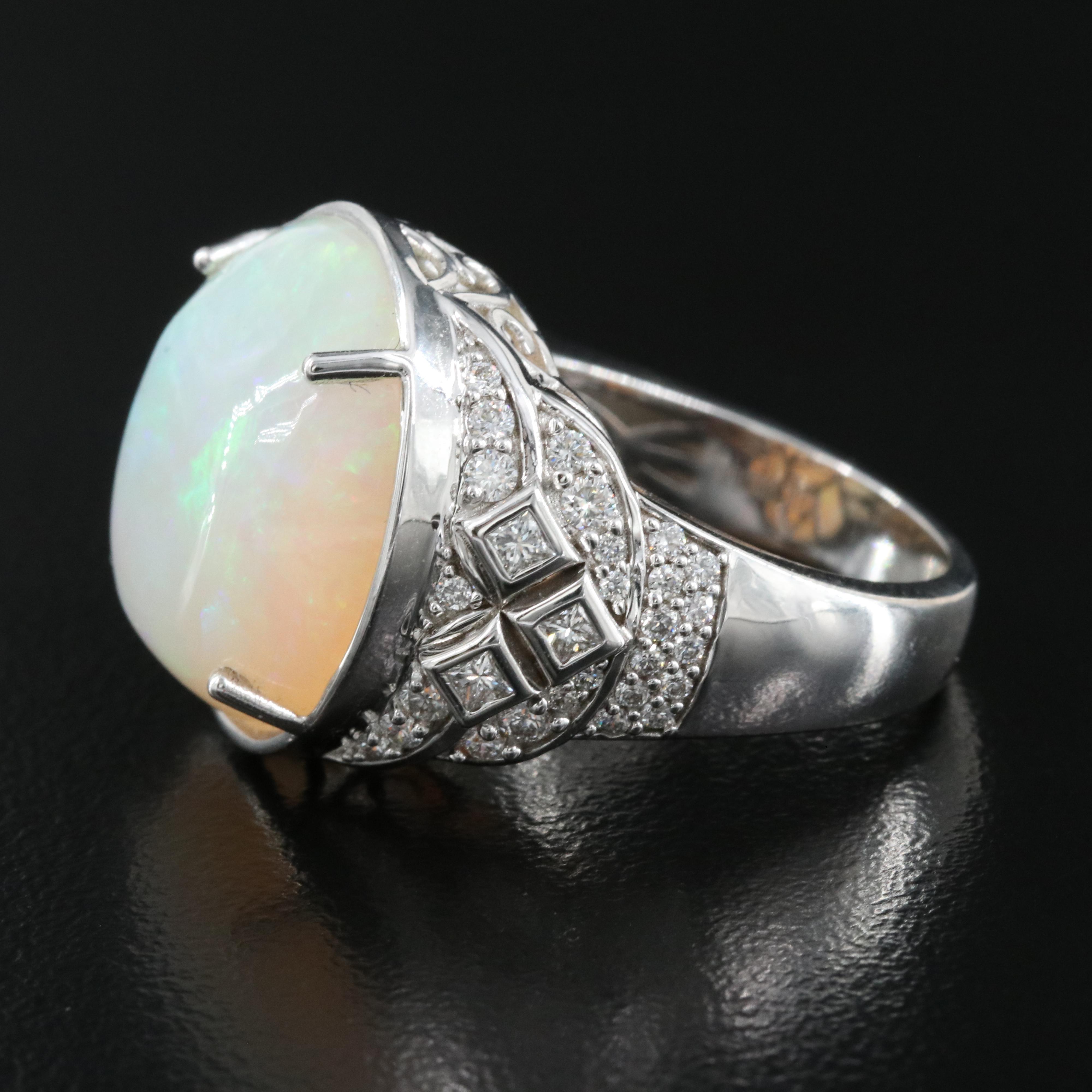 Chromia Jewelry 18K 11.13 CT Opal and Diamond Ring