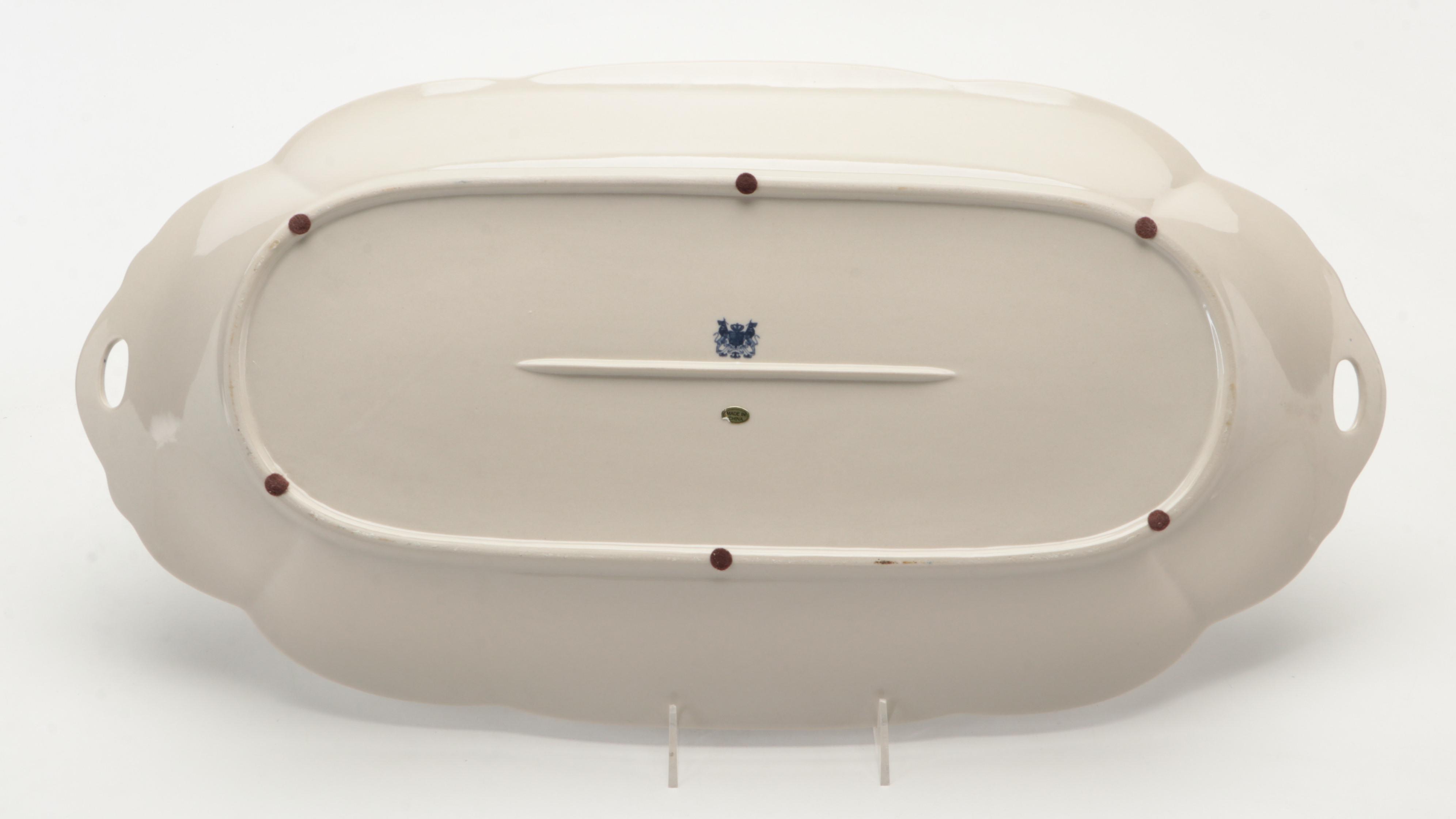 Victoria Ware Blue Transferware Handled Oval Platter