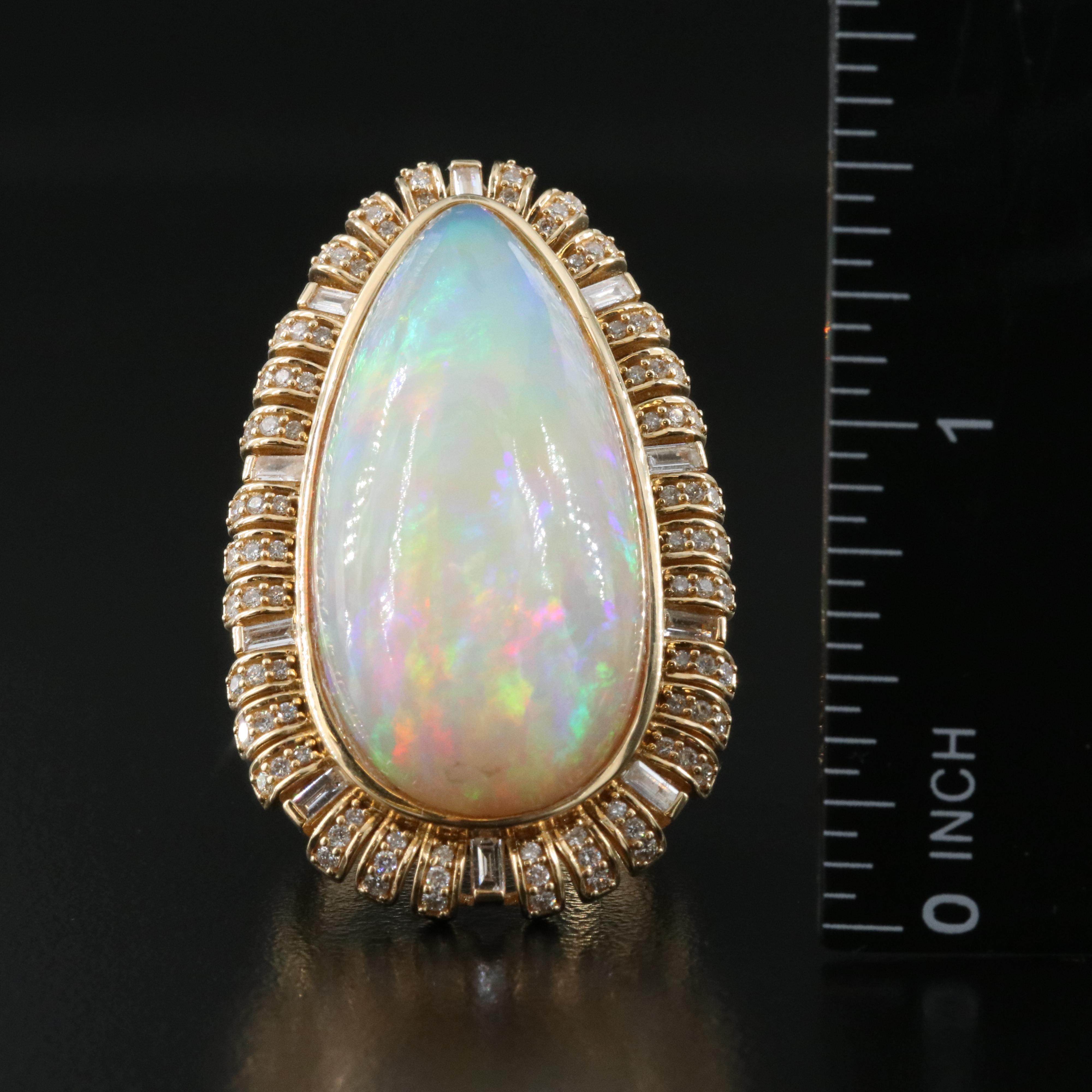 Chromia Jewelry 18K 31.55 CT Opal and 1.16 CTW Diamond Ring