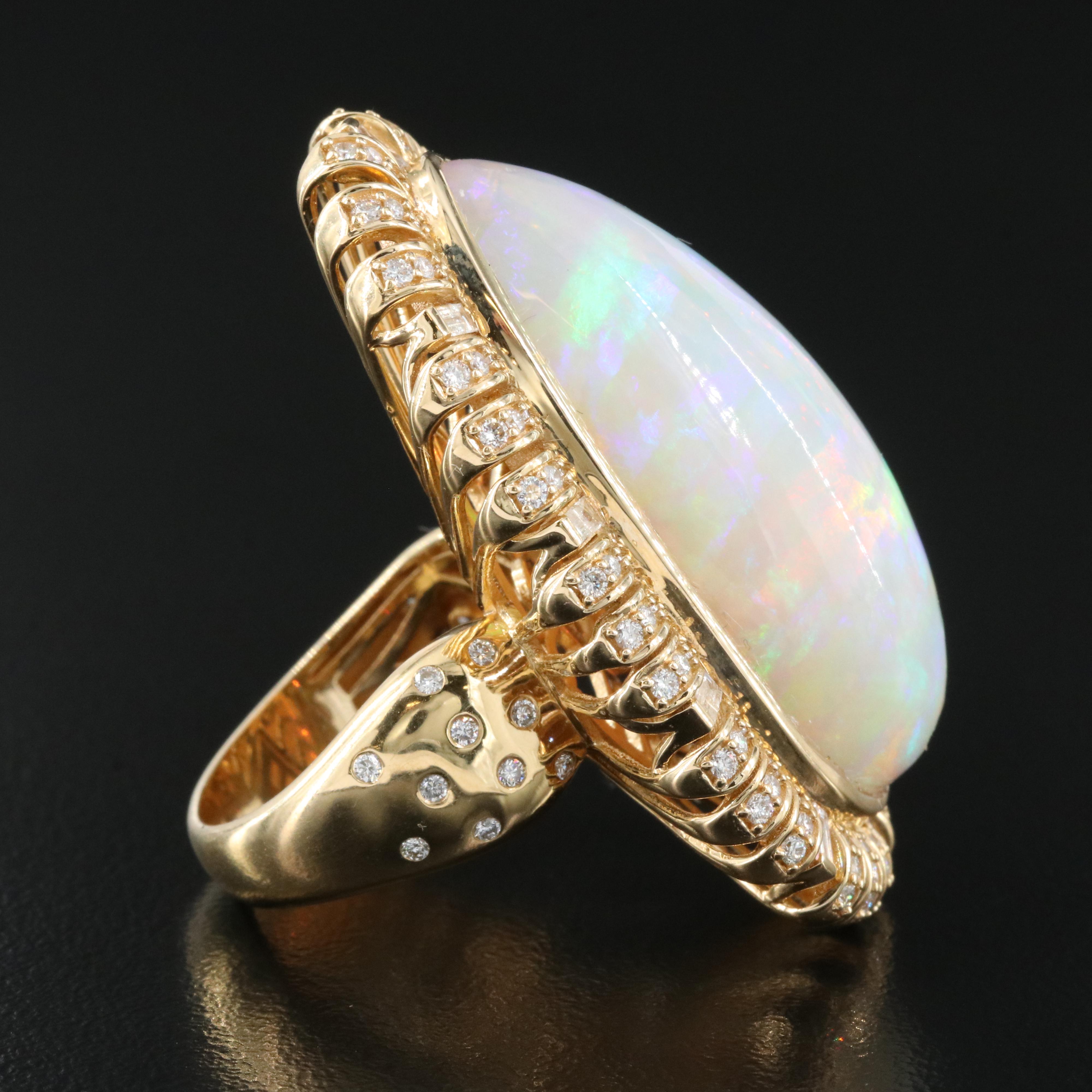 Chromia Jewelry 18K 31.55 CT Opal and 1.16 CTW Diamond Ring