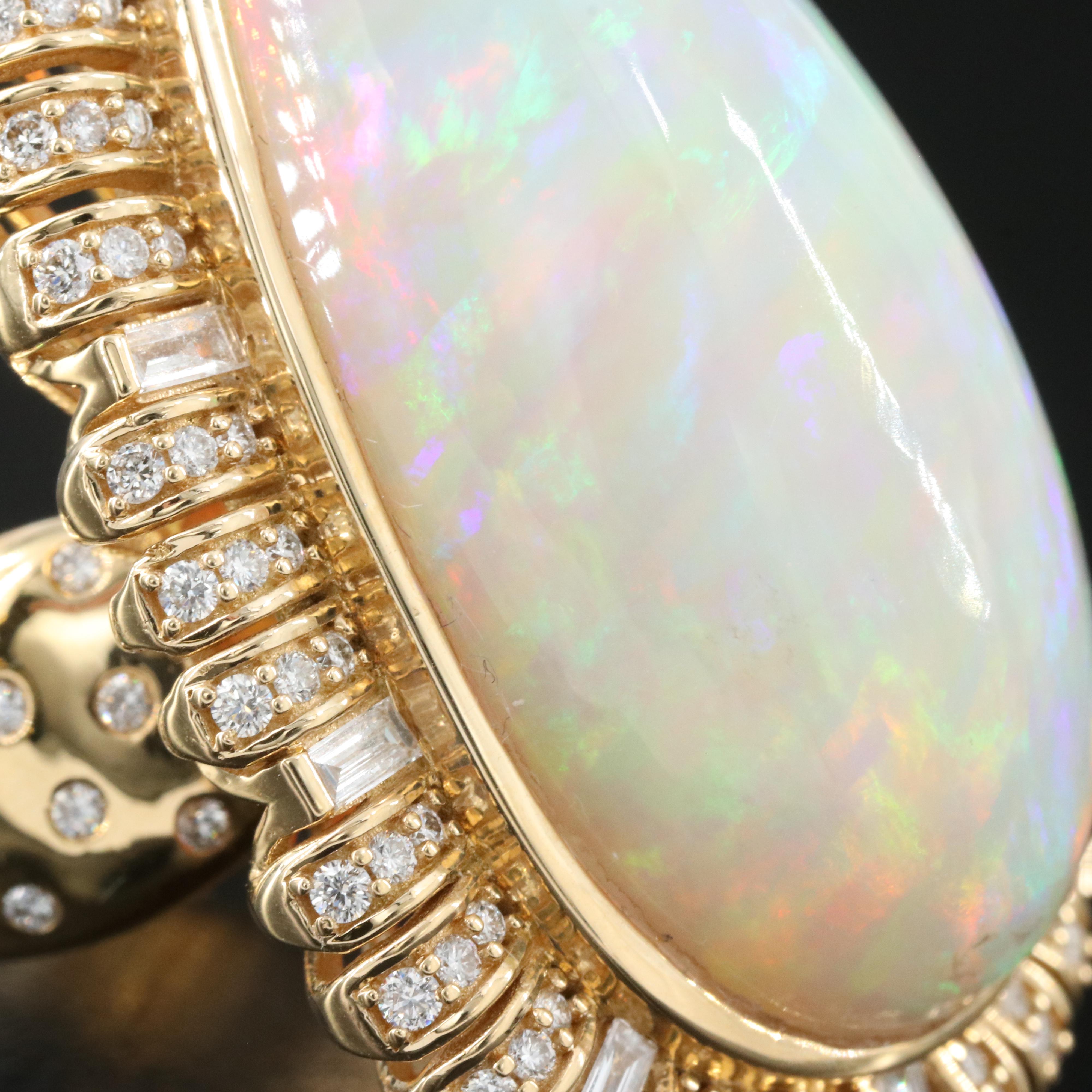 Chromia Jewelry 18K 31.55 CT Opal and 1.16 CTW Diamond Ring