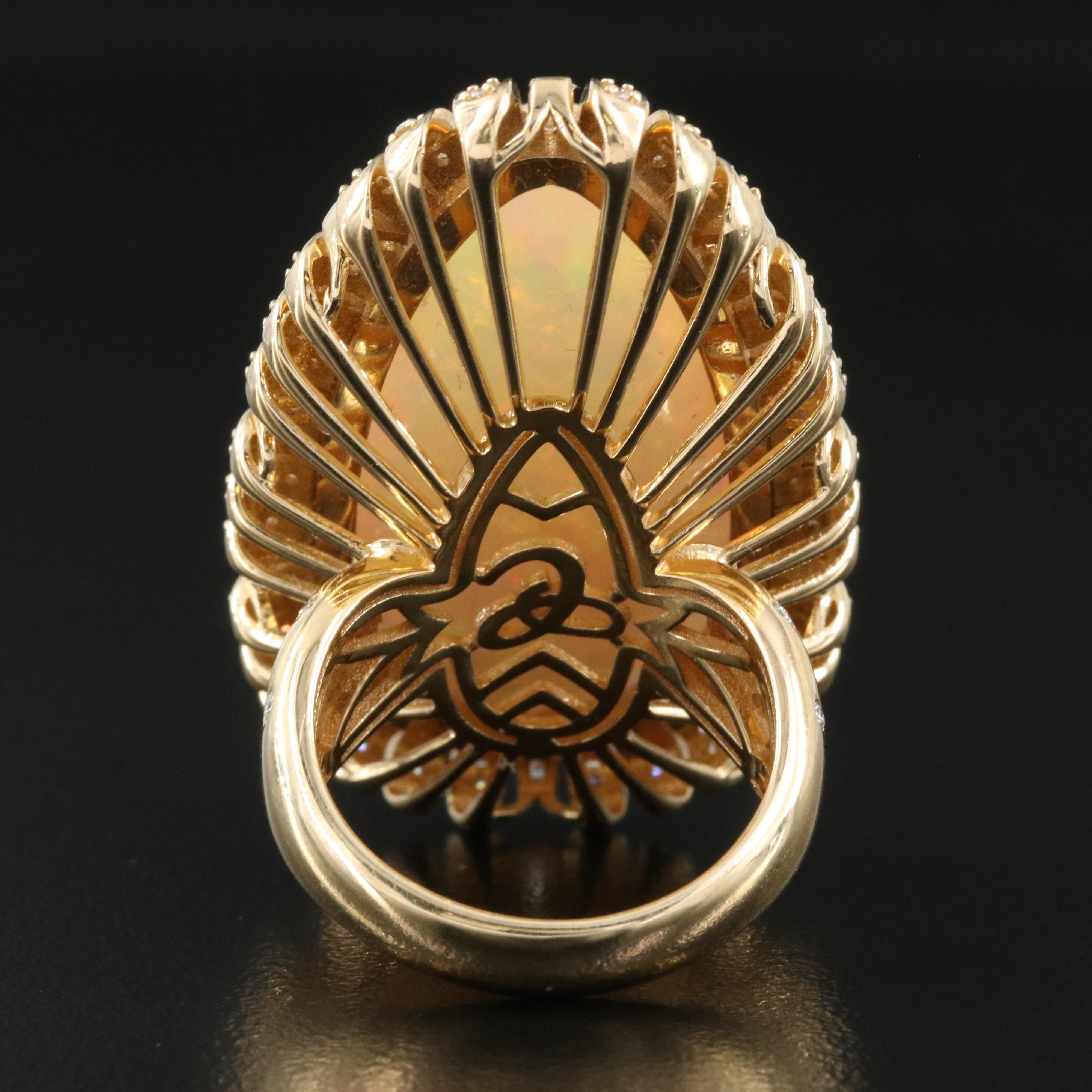 Chromia Jewelry 18K 31.55 CT Opal and 1.16 CTW Diamond Ring