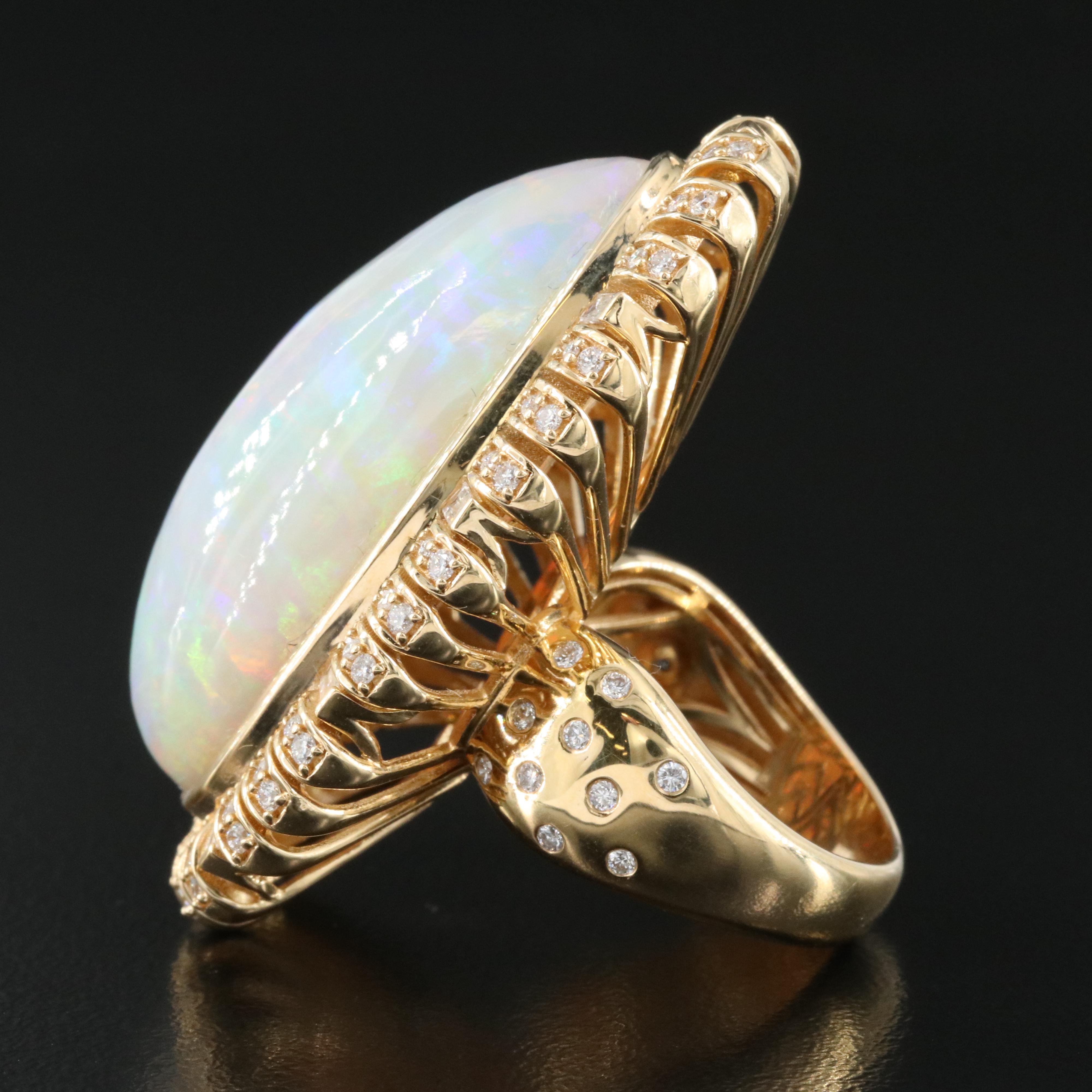Chromia Jewelry 18K 31.55 CT Opal and 1.16 CTW Diamond Ring