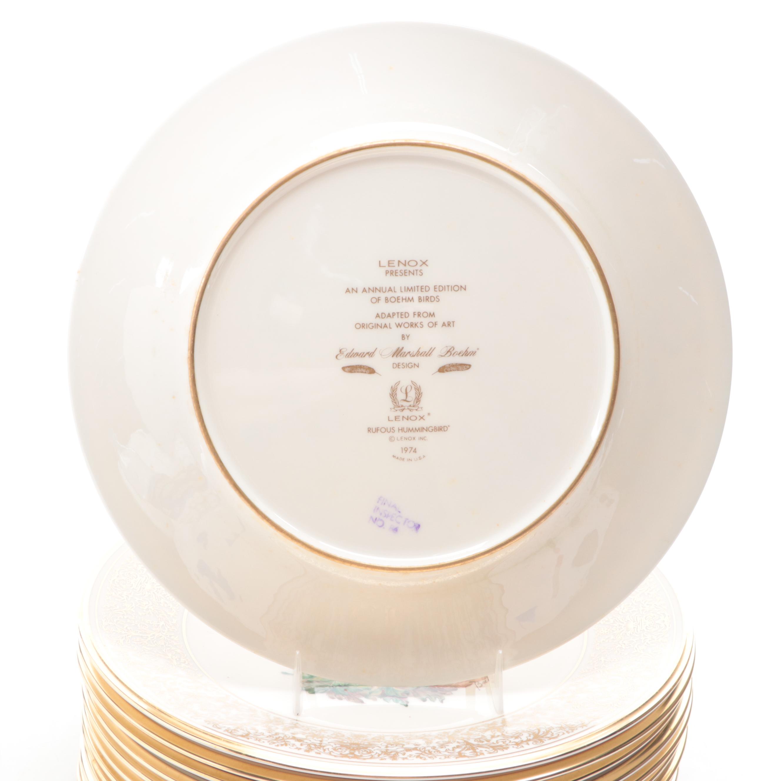 Lenox Porcelain "Goldfinch" and Other Annual Boehm Bird Plates