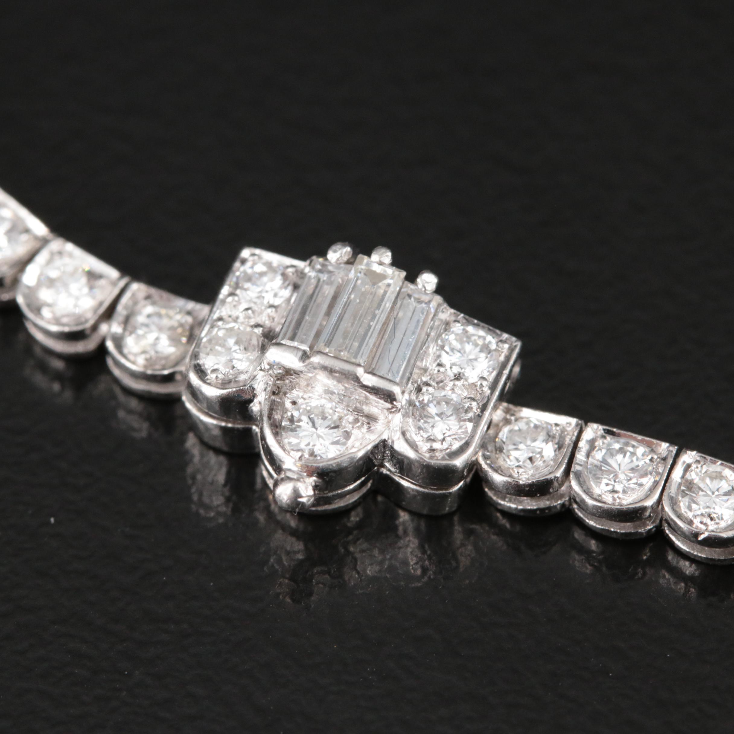 Platinum 7.02 CTW Diamond Graduated Rivière Necklace