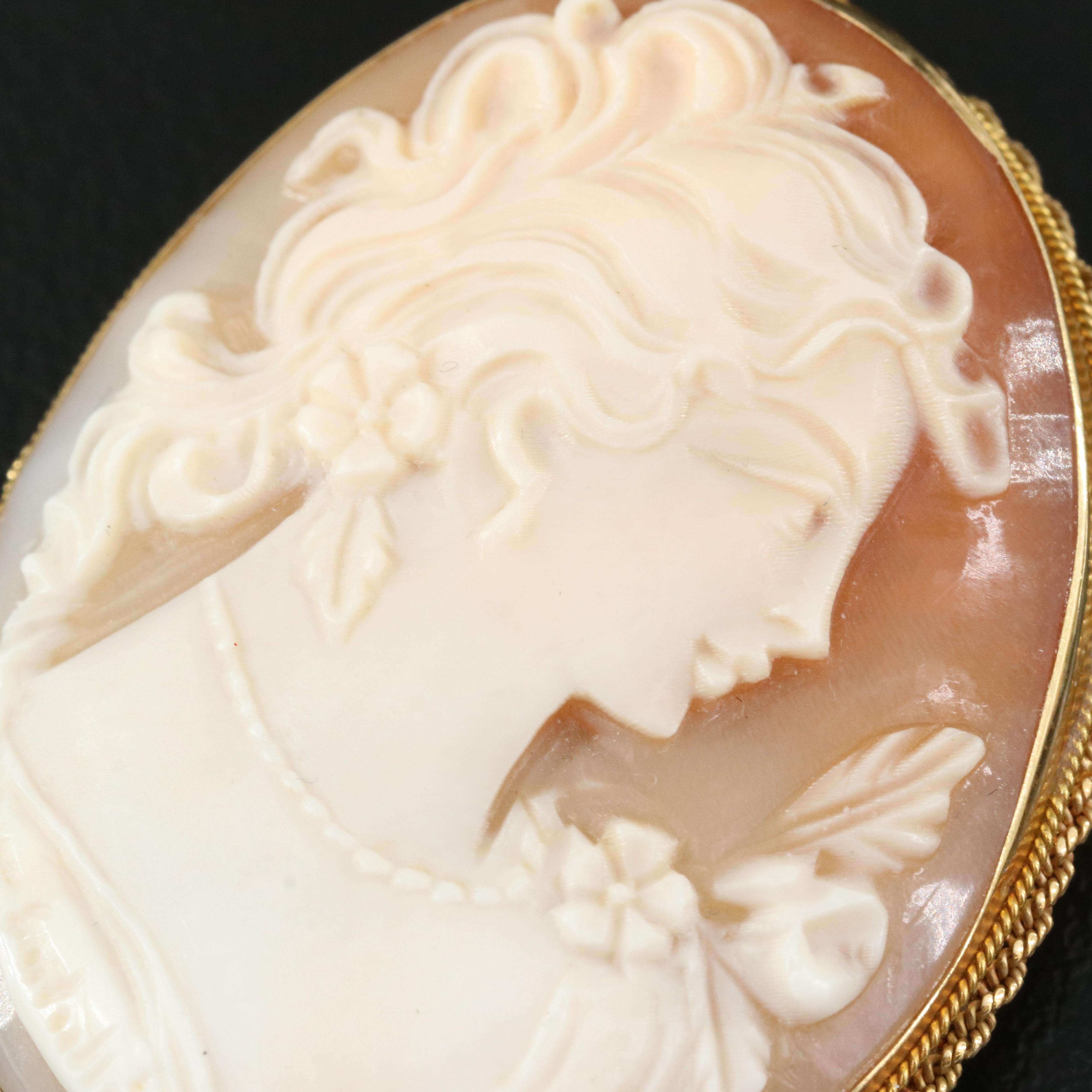 18K, 14K and 10K Cameo Brooches Including Cameo Habillé
