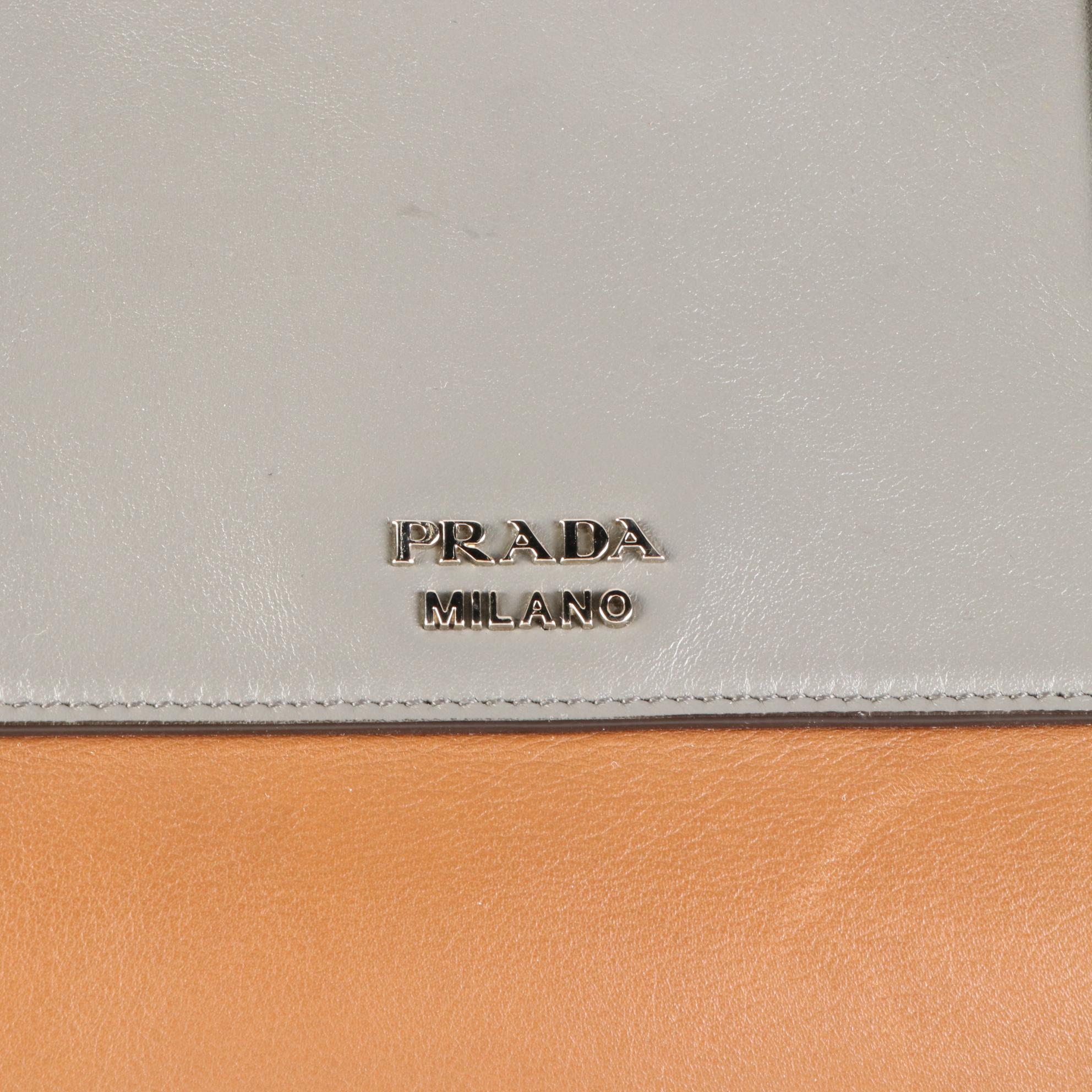 Prada Bicolor Leather Convertible Flap Satchel